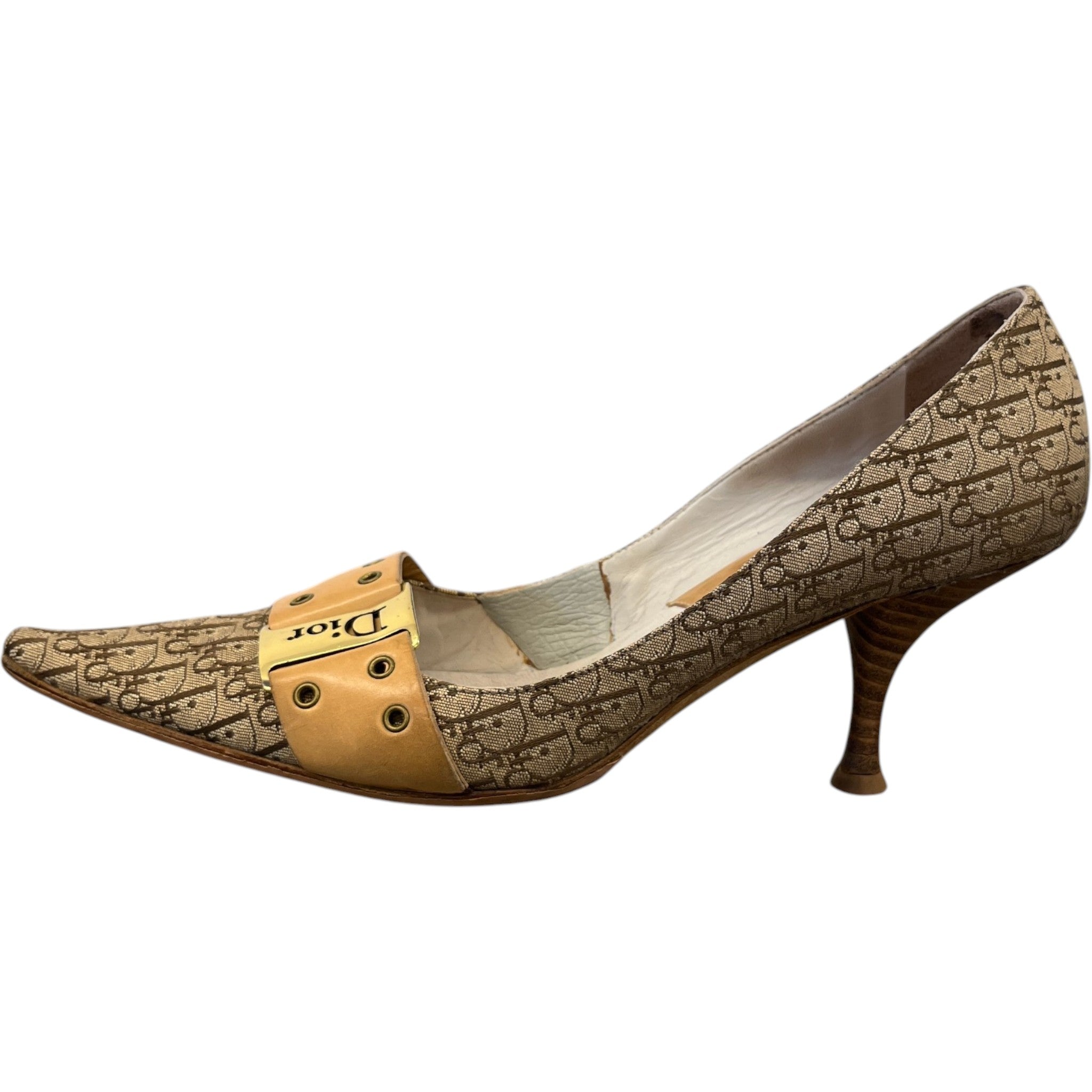 Women's Buckle Detail Kittern Heels Beige Size EU 37.5 / UK 4.5