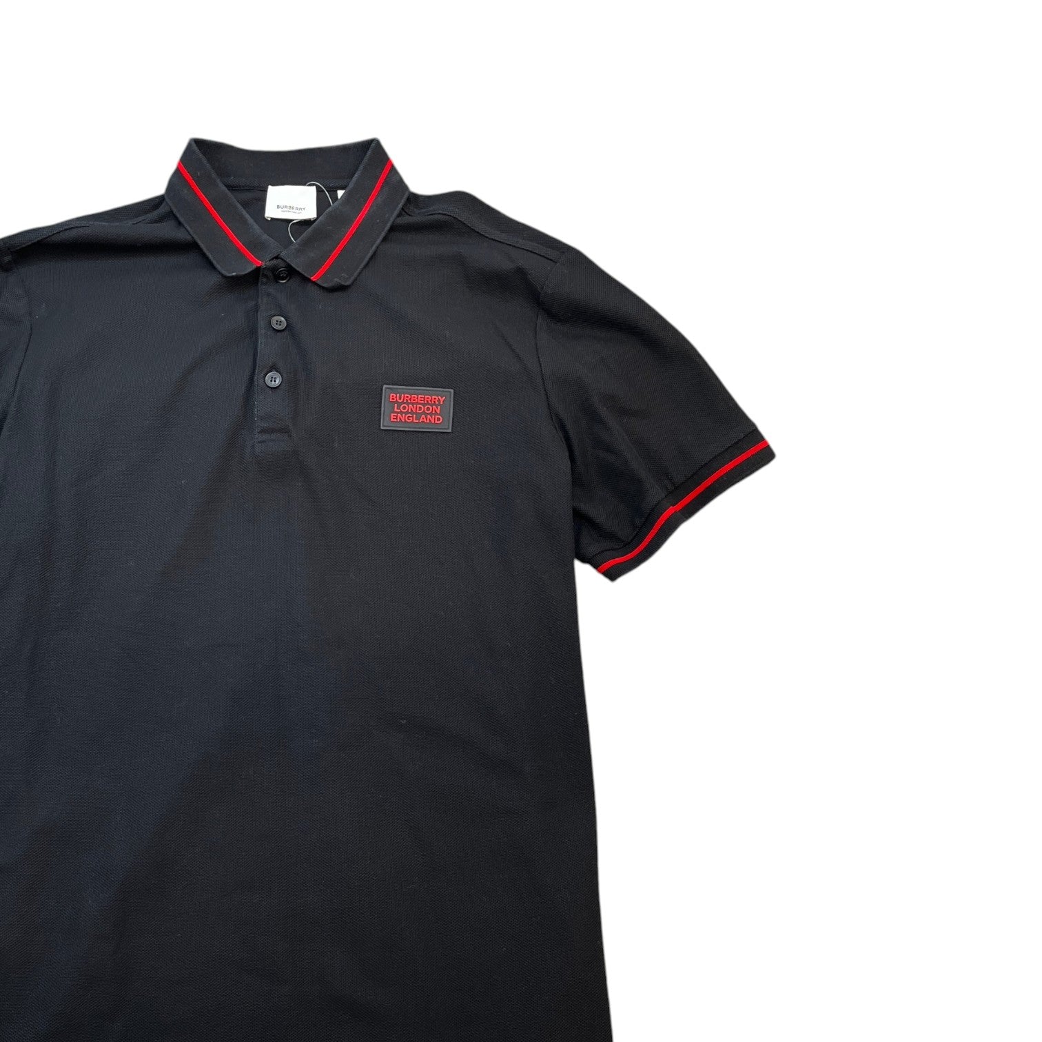 Men's Logo Patch Polo Shirt Black Size XL