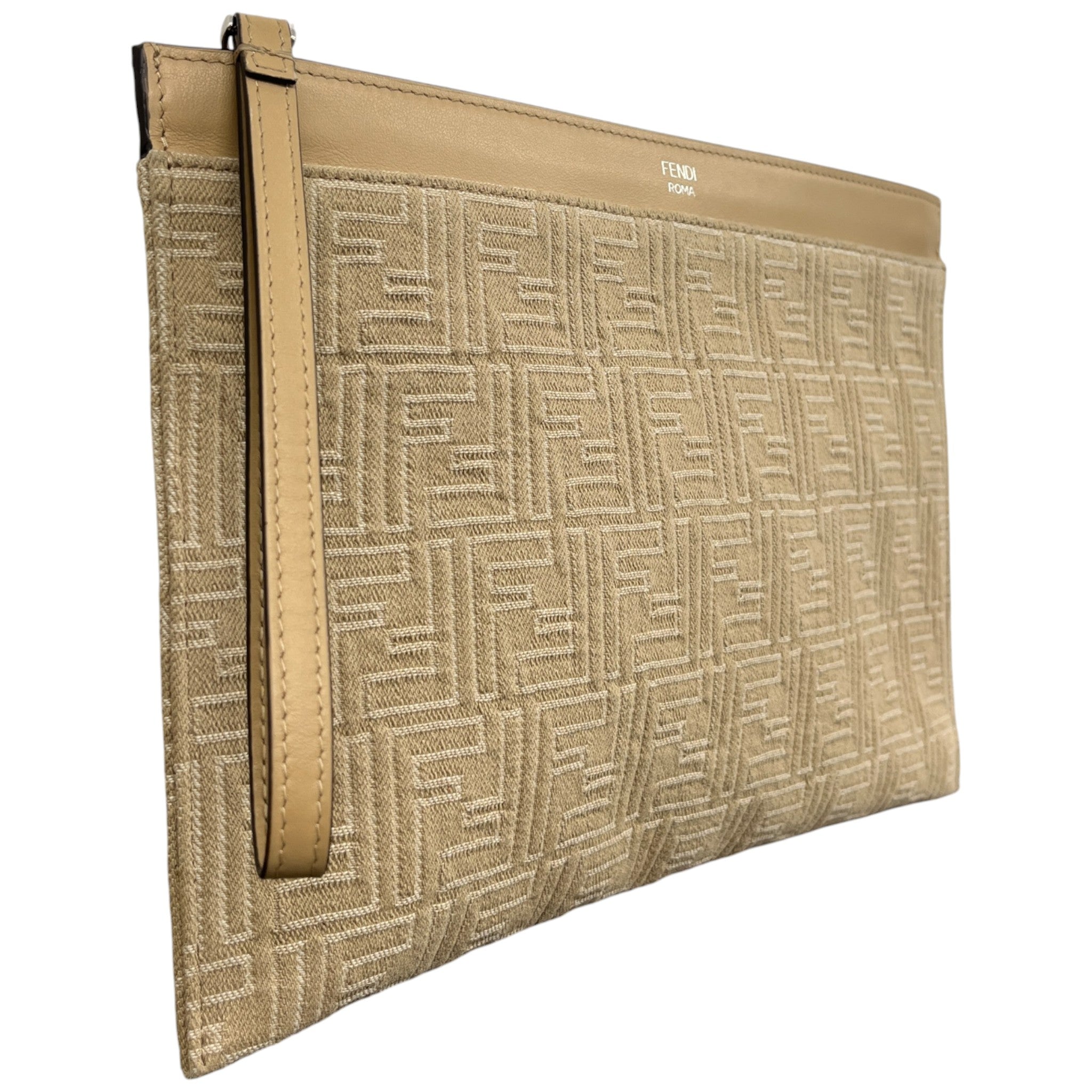 Ff Medium Flat Pouch Beige