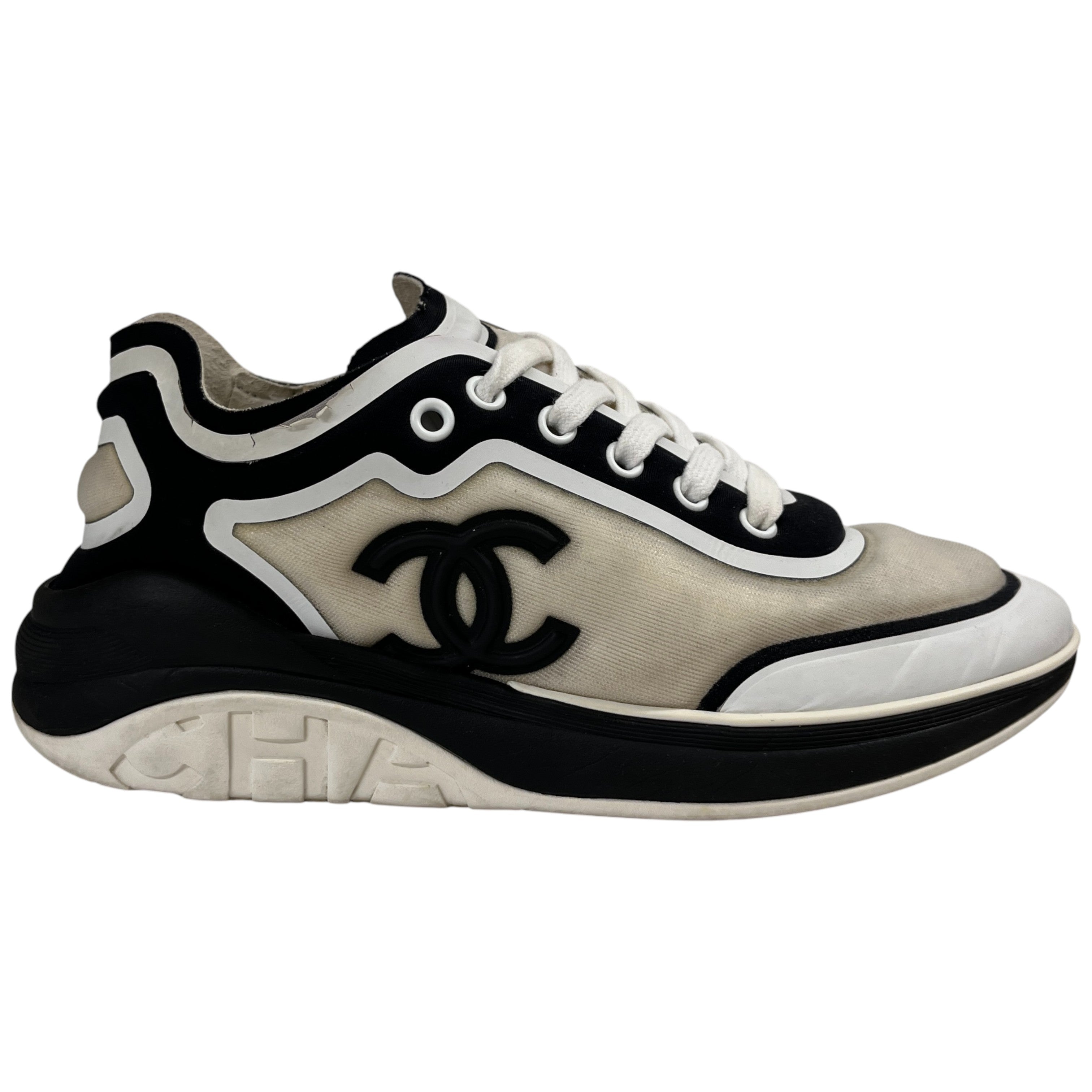 Women's Cc Logo Low Trainers Black Size EU 36 / UK 3