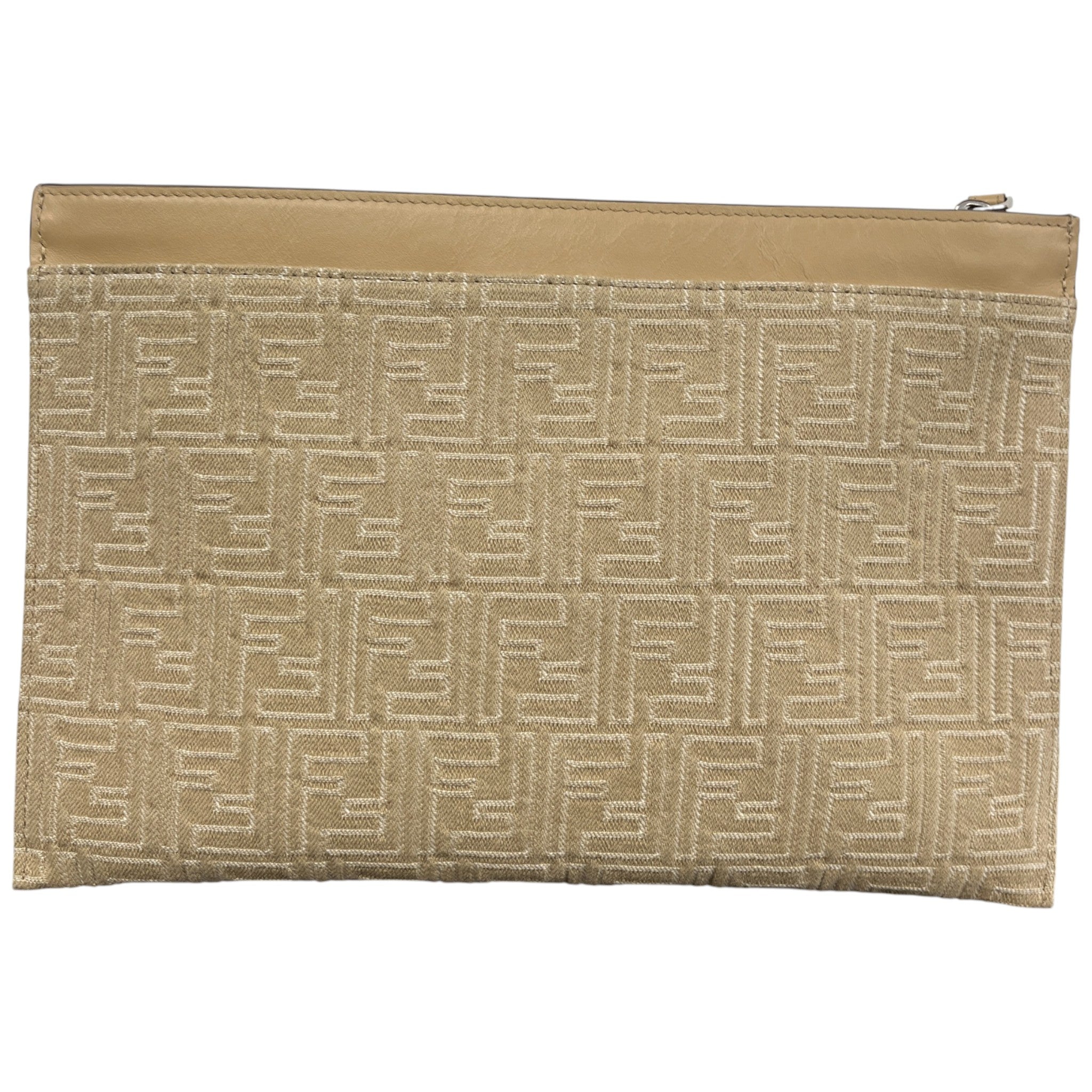 Ff Medium Flat Pouch Beige
