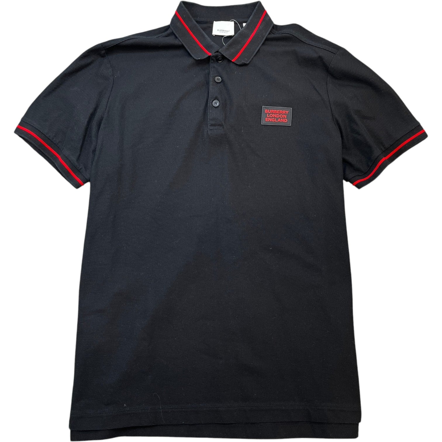 Men's Logo Patch Polo Shirt Black Size XL