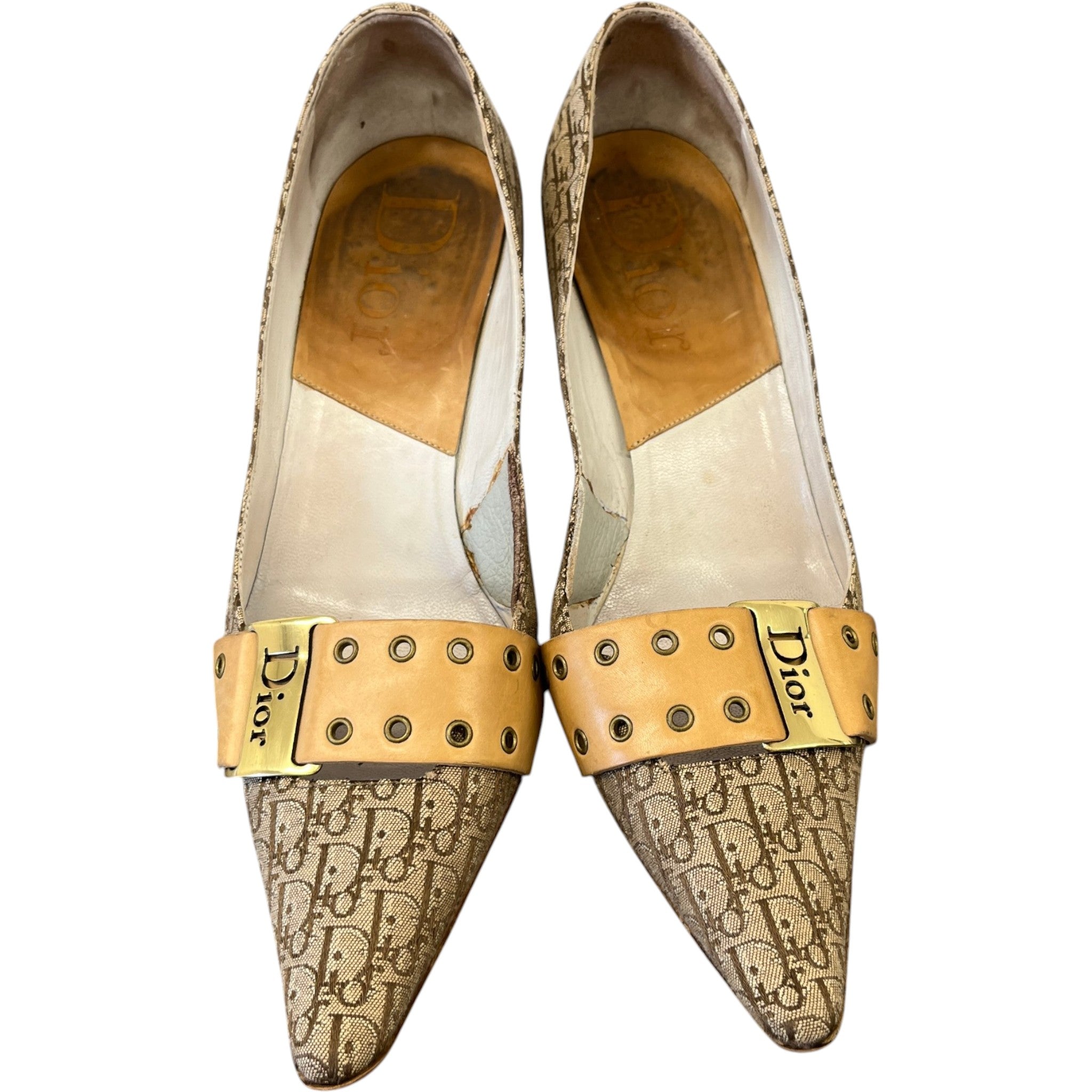 Women's Buckle Detail Kittern Heels Beige Size EU 37.5 / UK 4.5