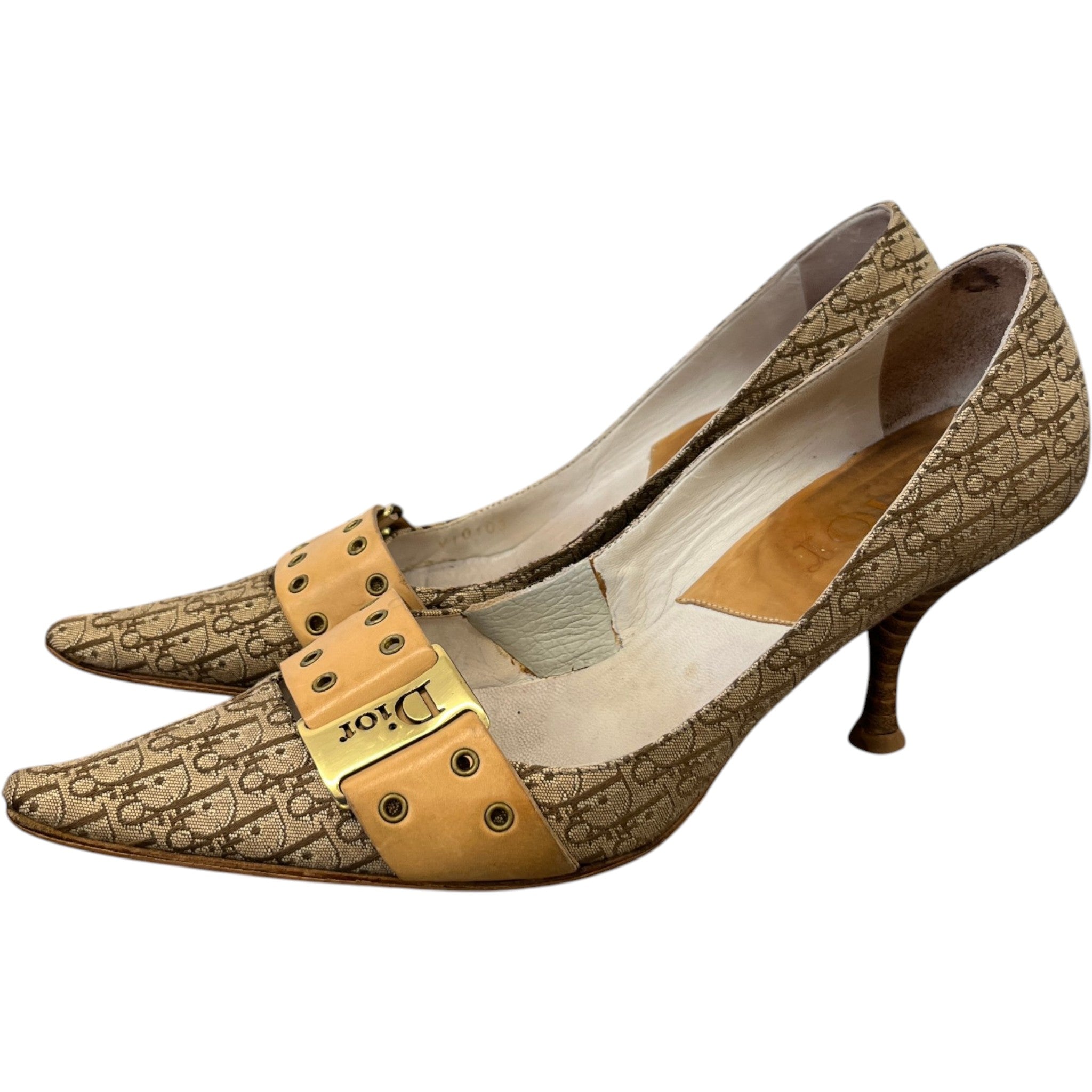 Women's Buckle Detail Kittern Heels Beige Size EU 37.5 / UK 4.5