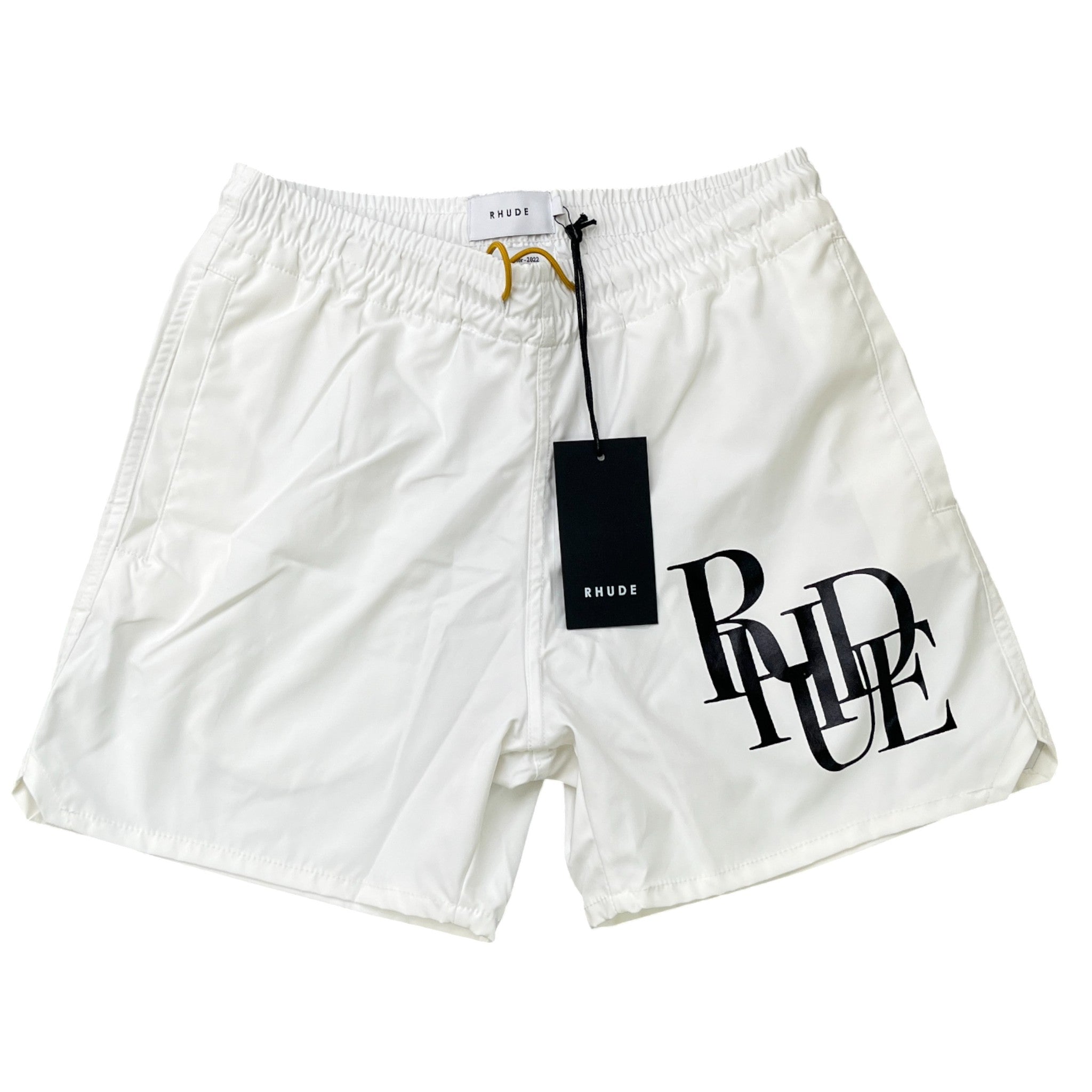 Men's Logo Print Swim Shorts White Size S