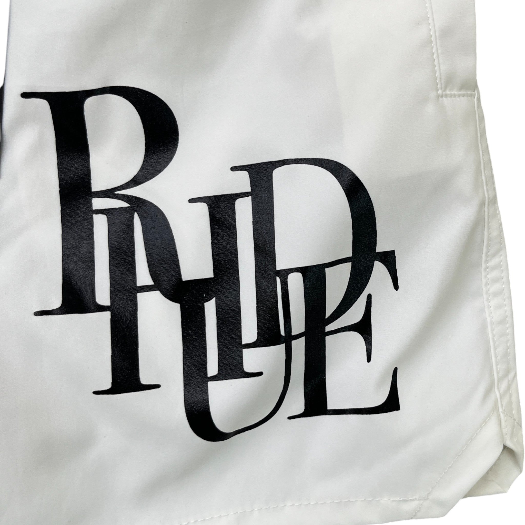 Men's Logo Print Swim Shorts White Size S