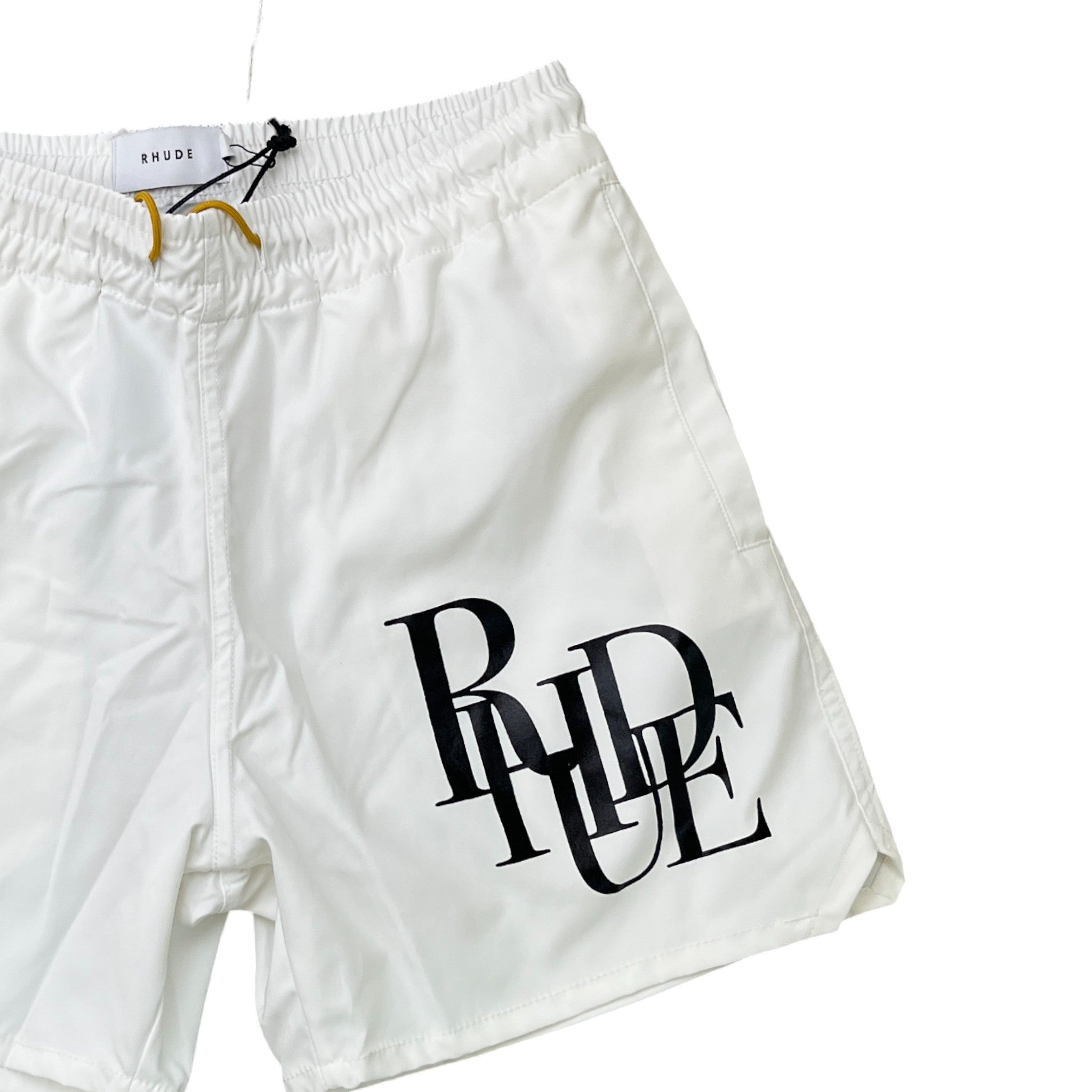 Men's Logo Print Swim Shorts White Size S