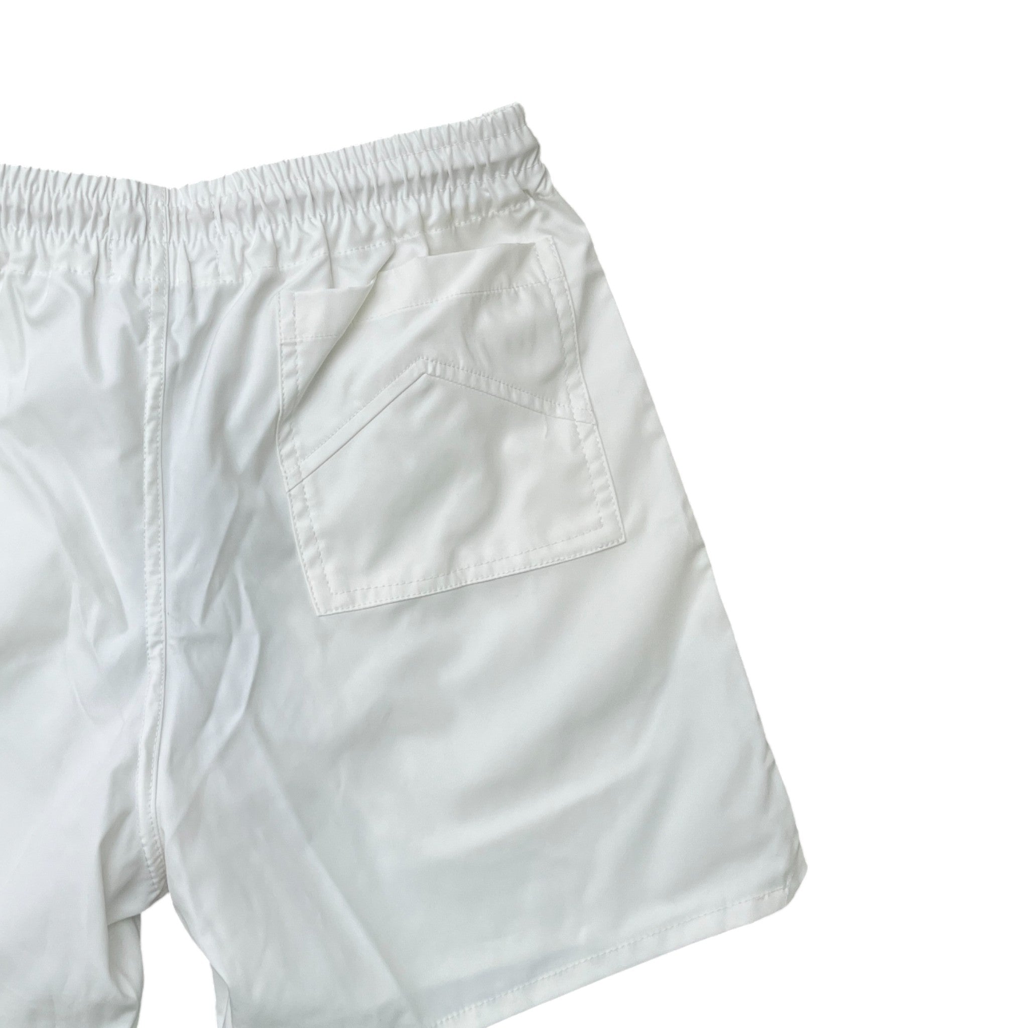 Men's Logo Print Swim Shorts White Size S