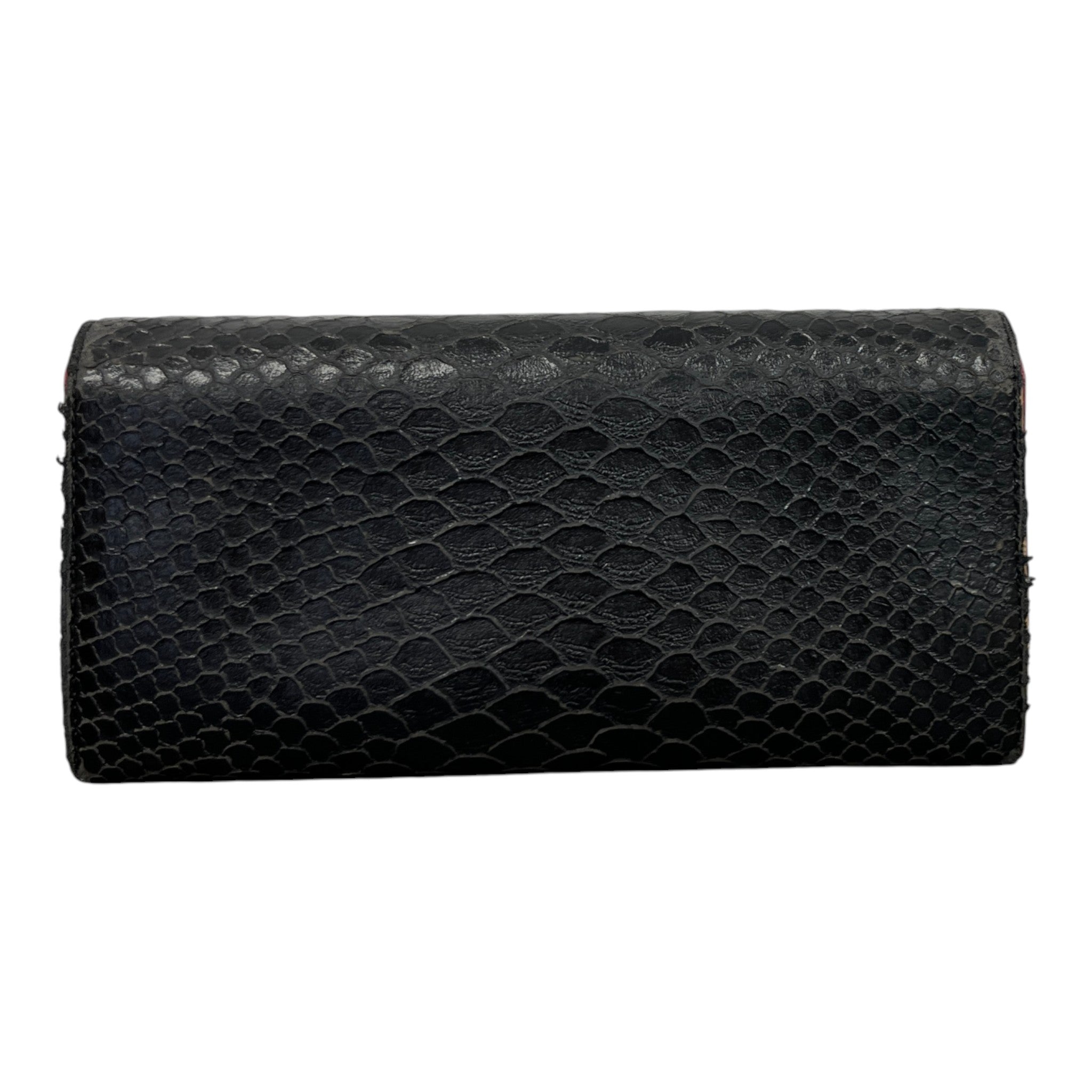 Women's Orb Logo Frilly Snake Skin Purse Black
