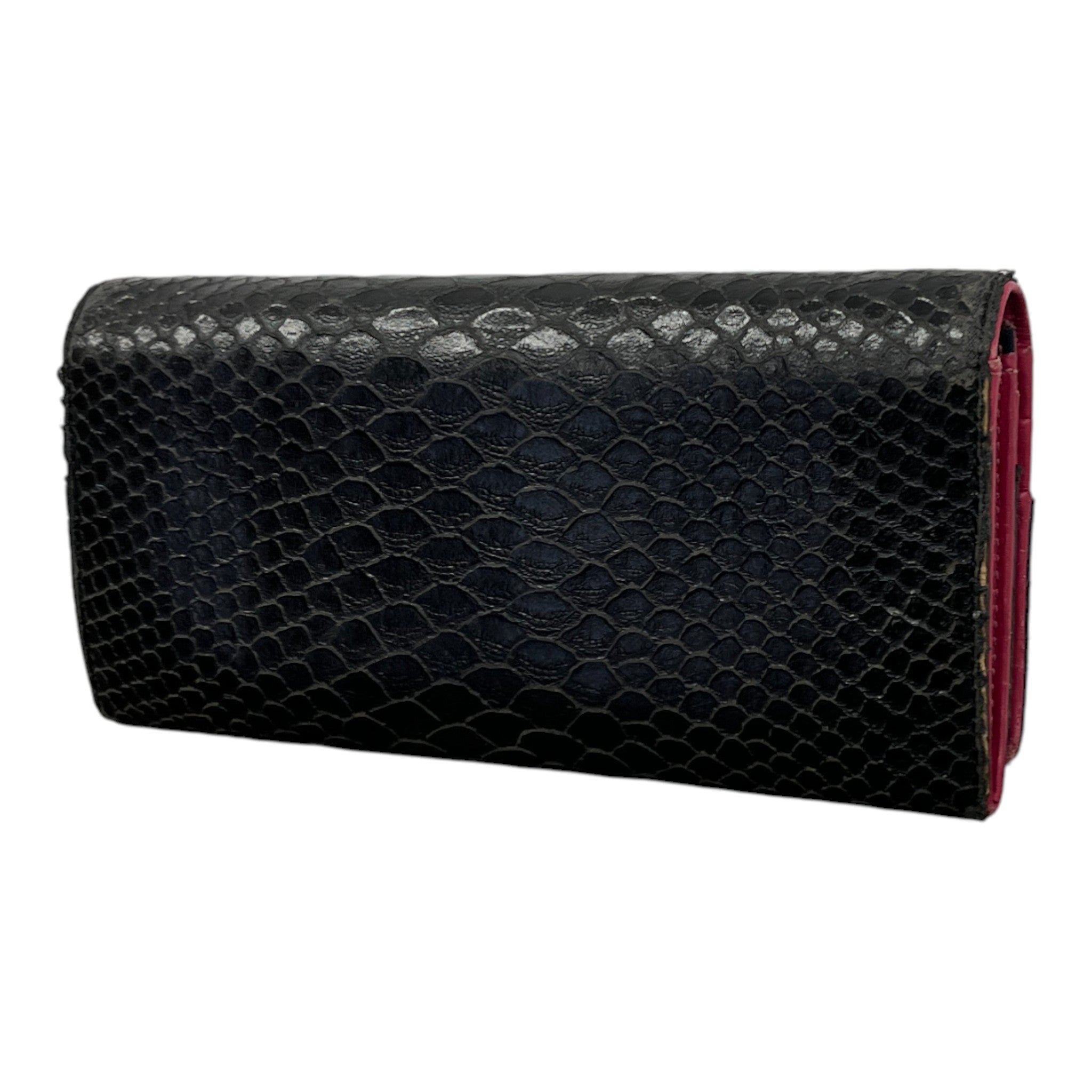 Women's Orb Logo Frilly Snake Skin Purse Black