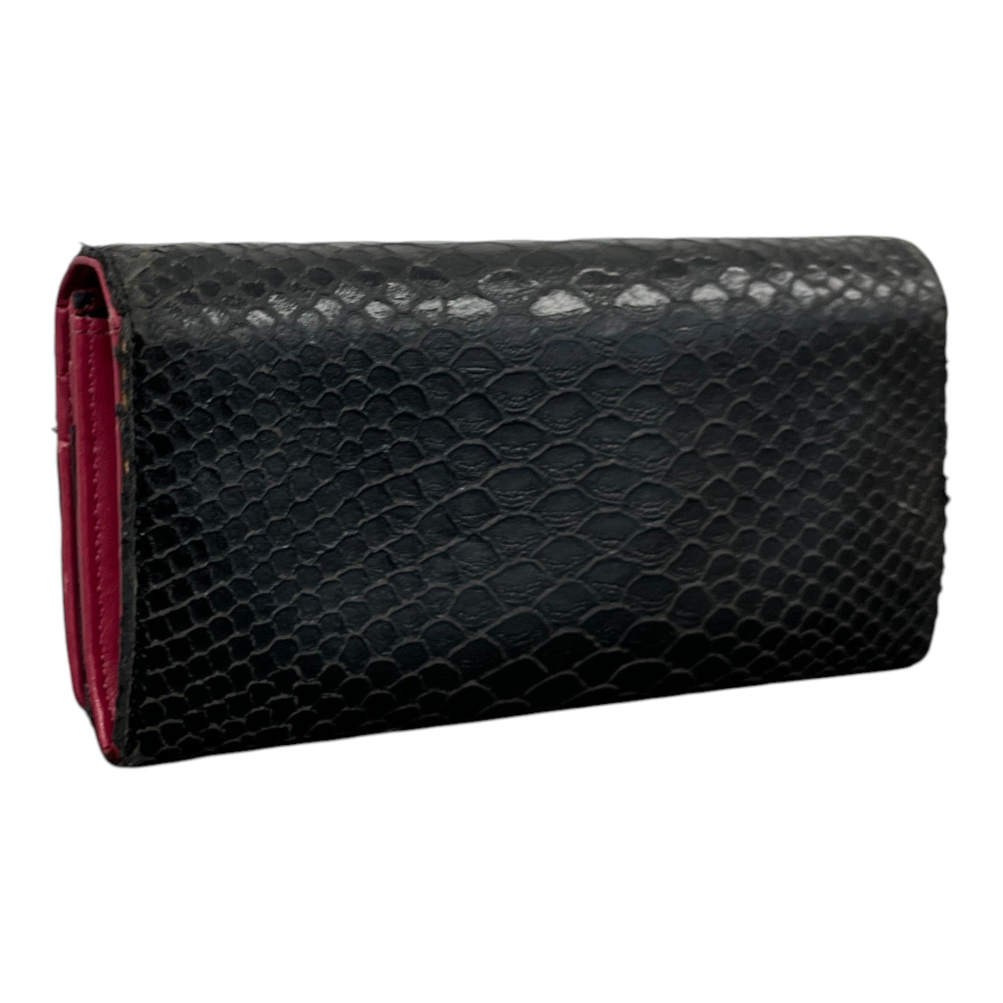 Women's Orb Logo Frilly Snake Skin Purse Black
