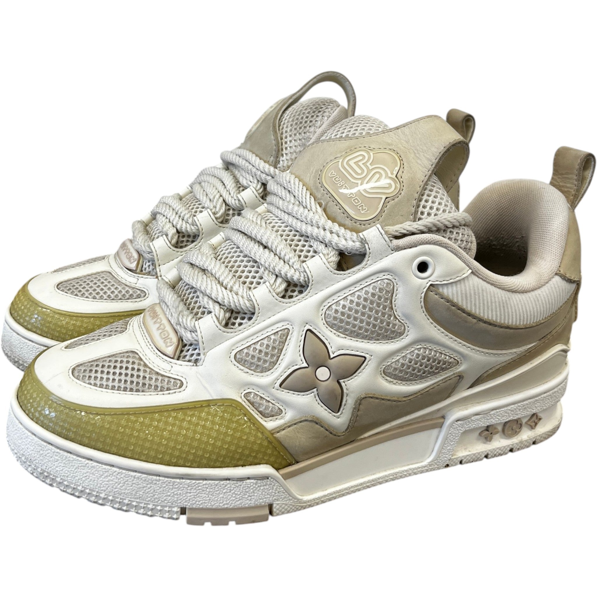 Men's Lv Skate Low Trainers Beige Size EU 40.5 / UK 6.5