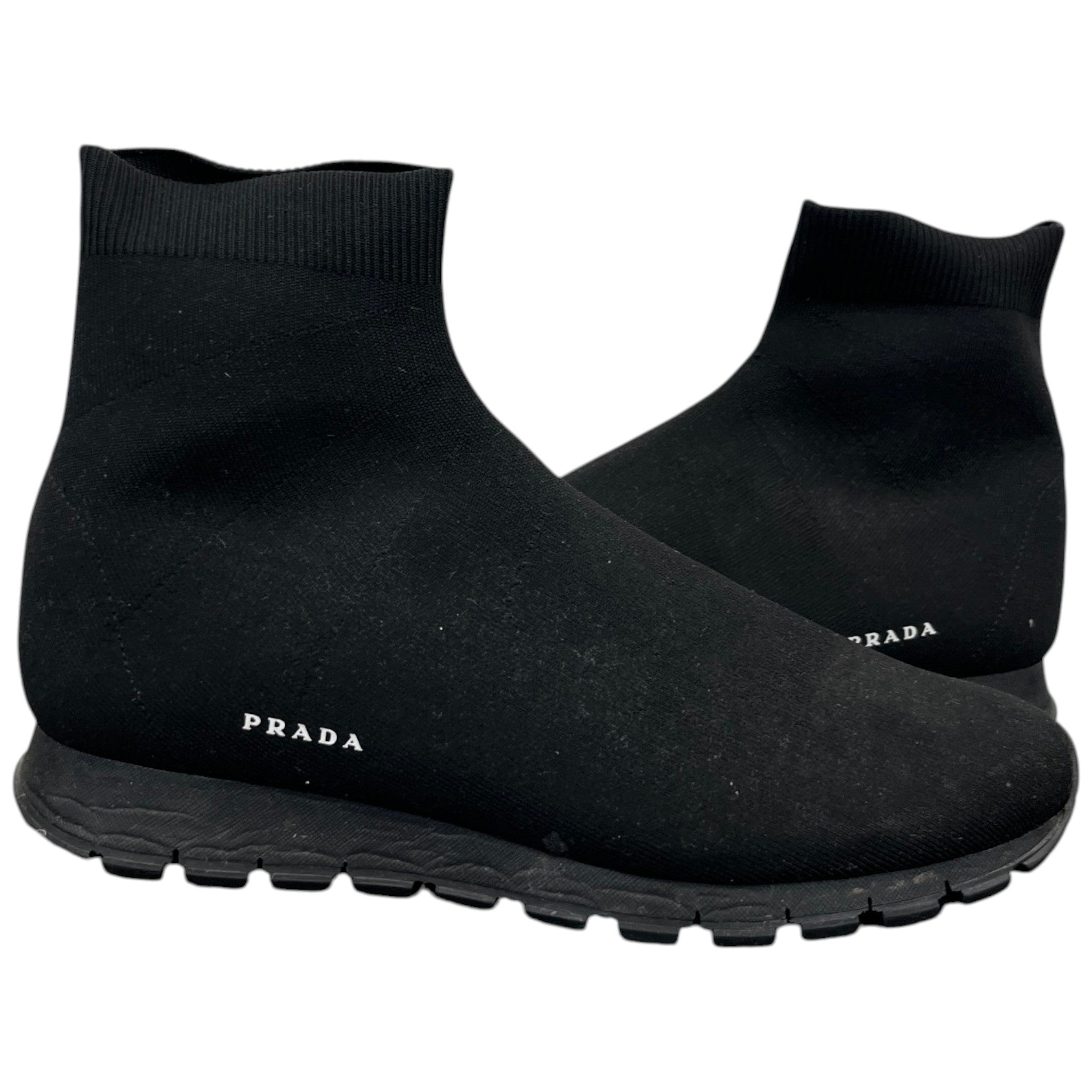 Men's Knit Fabric Sock Runner High Trainers Black Size EU 42 / UK 8