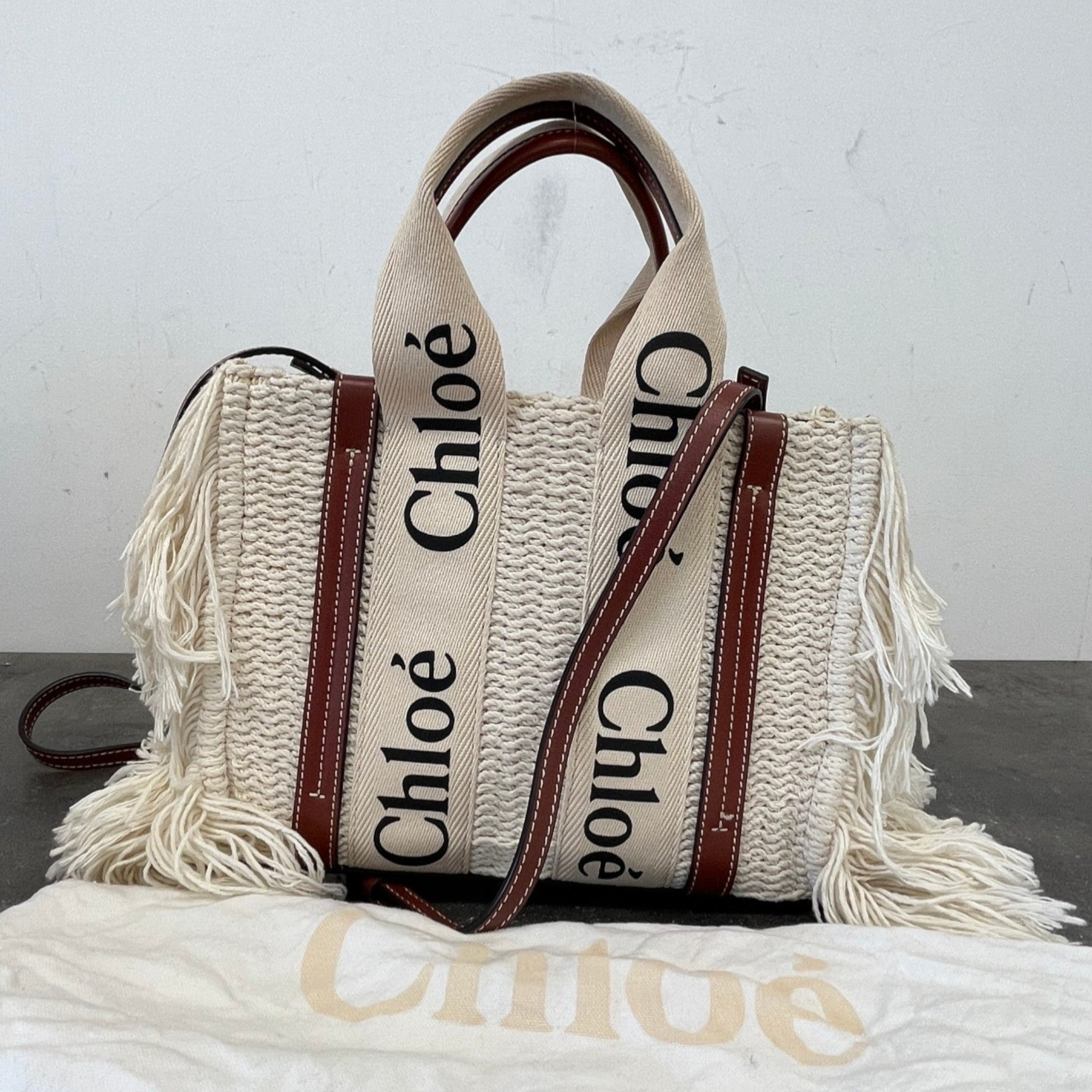 Women's Small Woody Fringe Tote Bag White