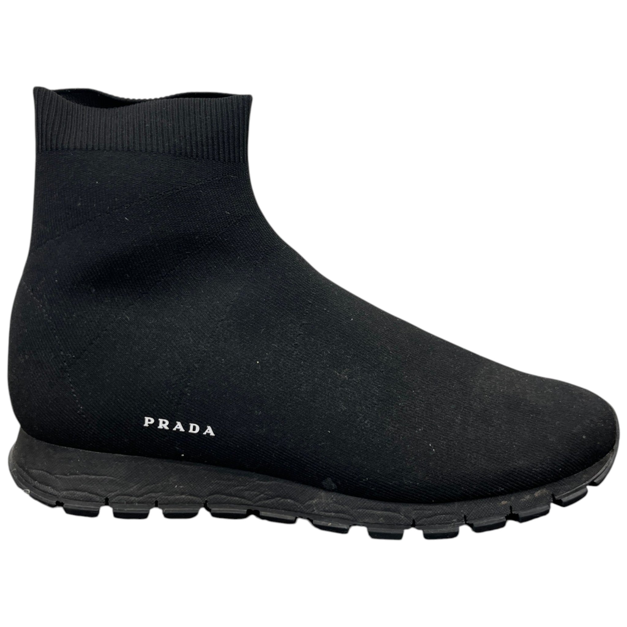 Men's Knit Fabric Sock Runner High Trainers Black Size EU 42 / UK 8