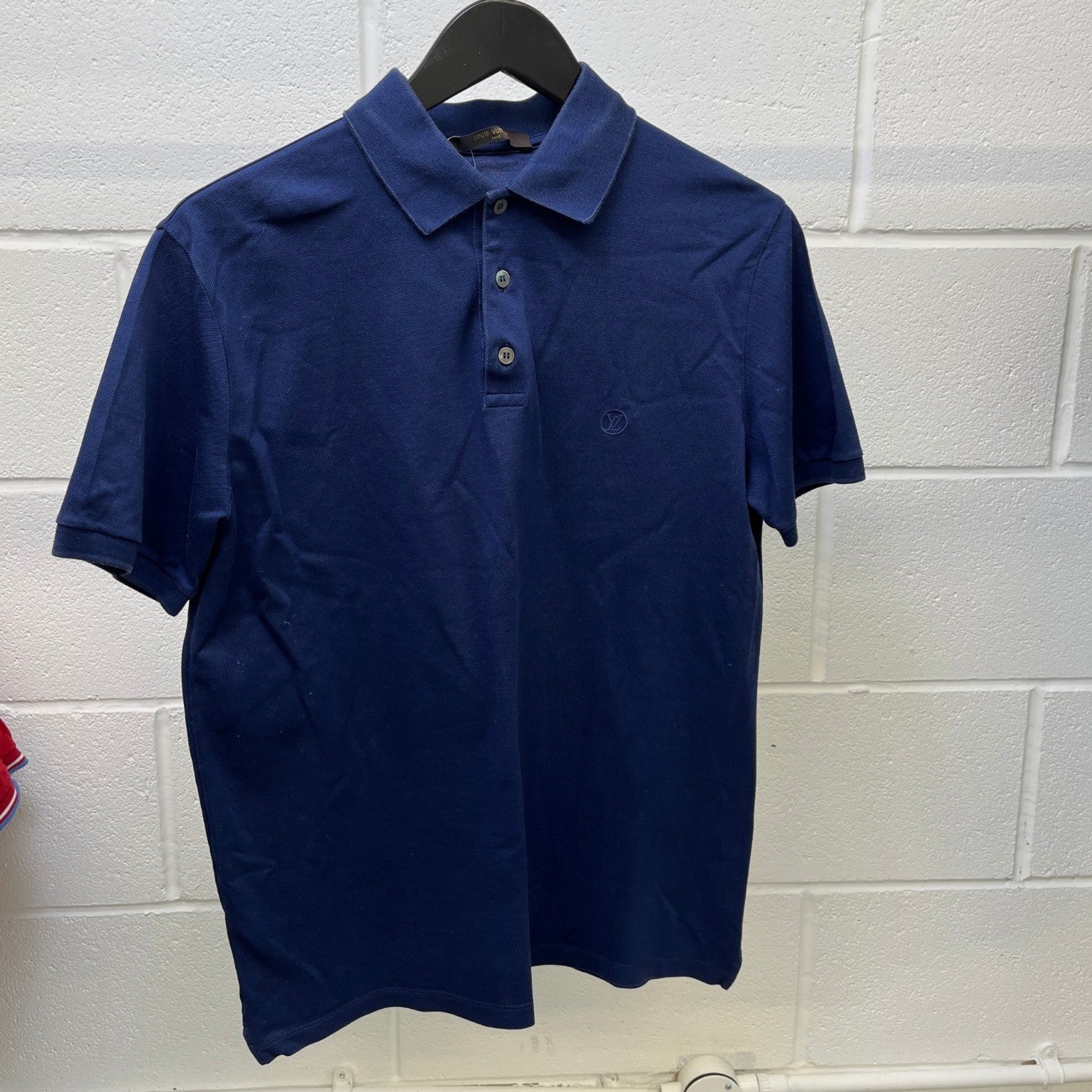 Men's Embroidered Logo Polo Shirt Navy Size M