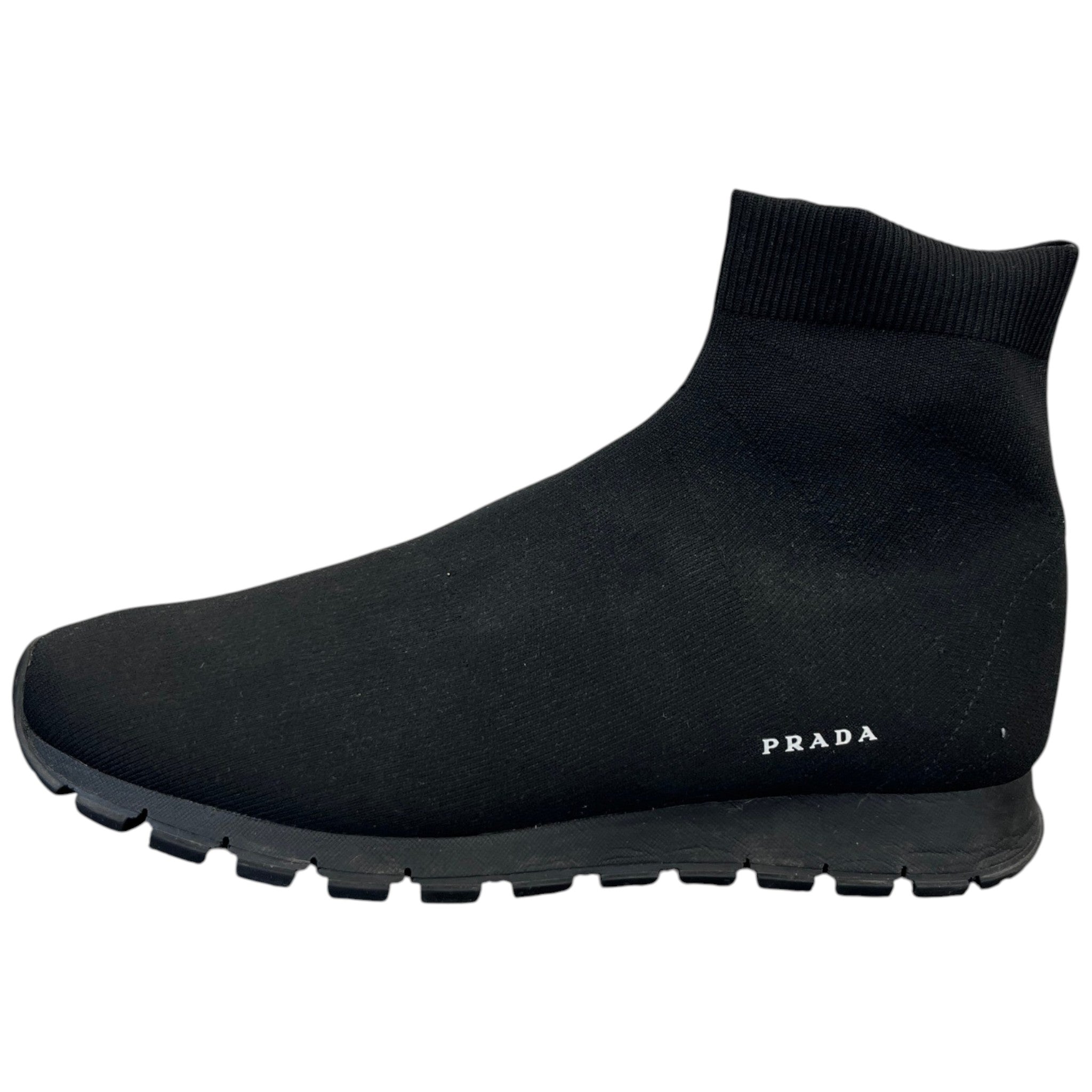 Men's Knit Fabric Sock Runner High Trainers Black Size EU 42 / UK 8