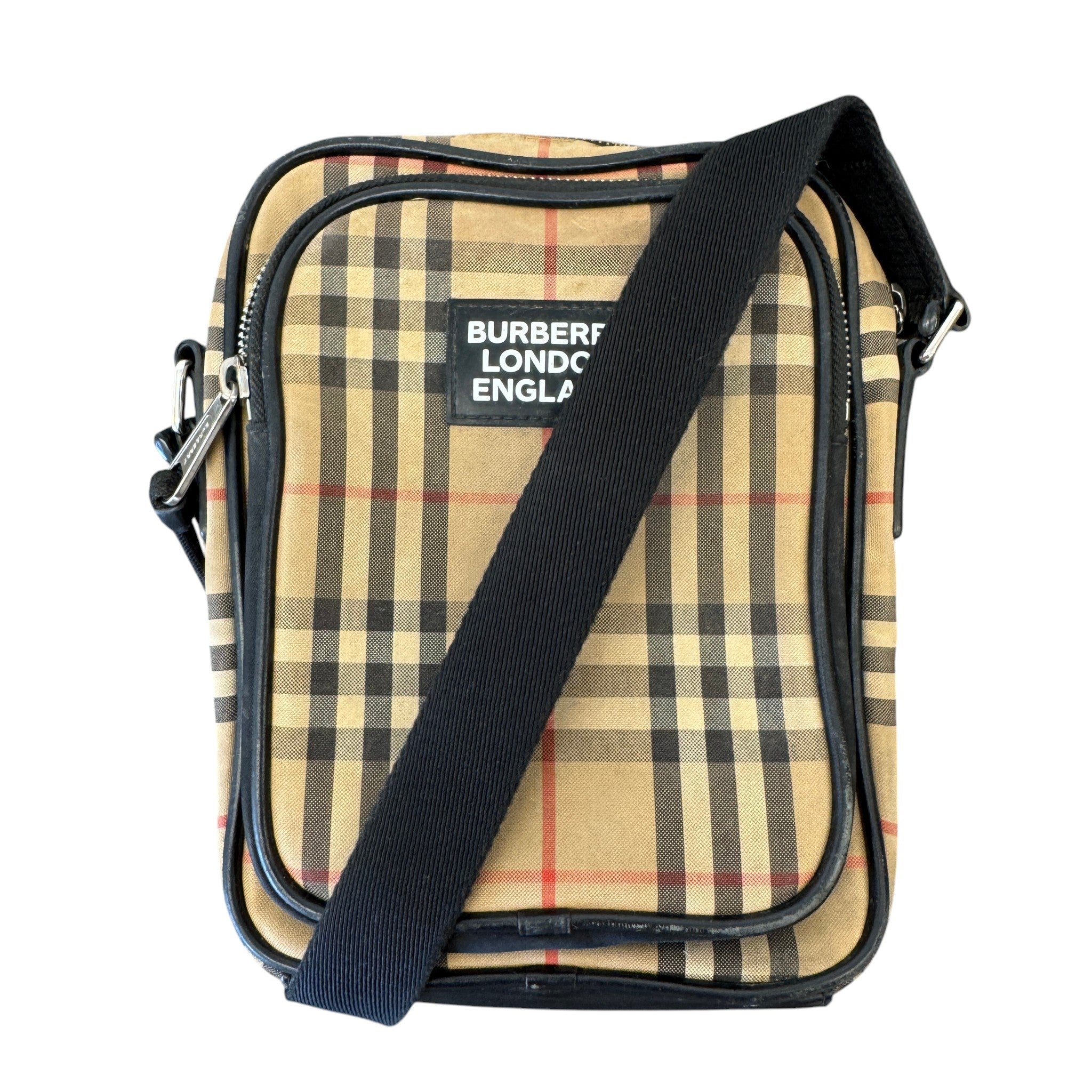 Men's Freddie Vintage Check Messenger Bag Beige