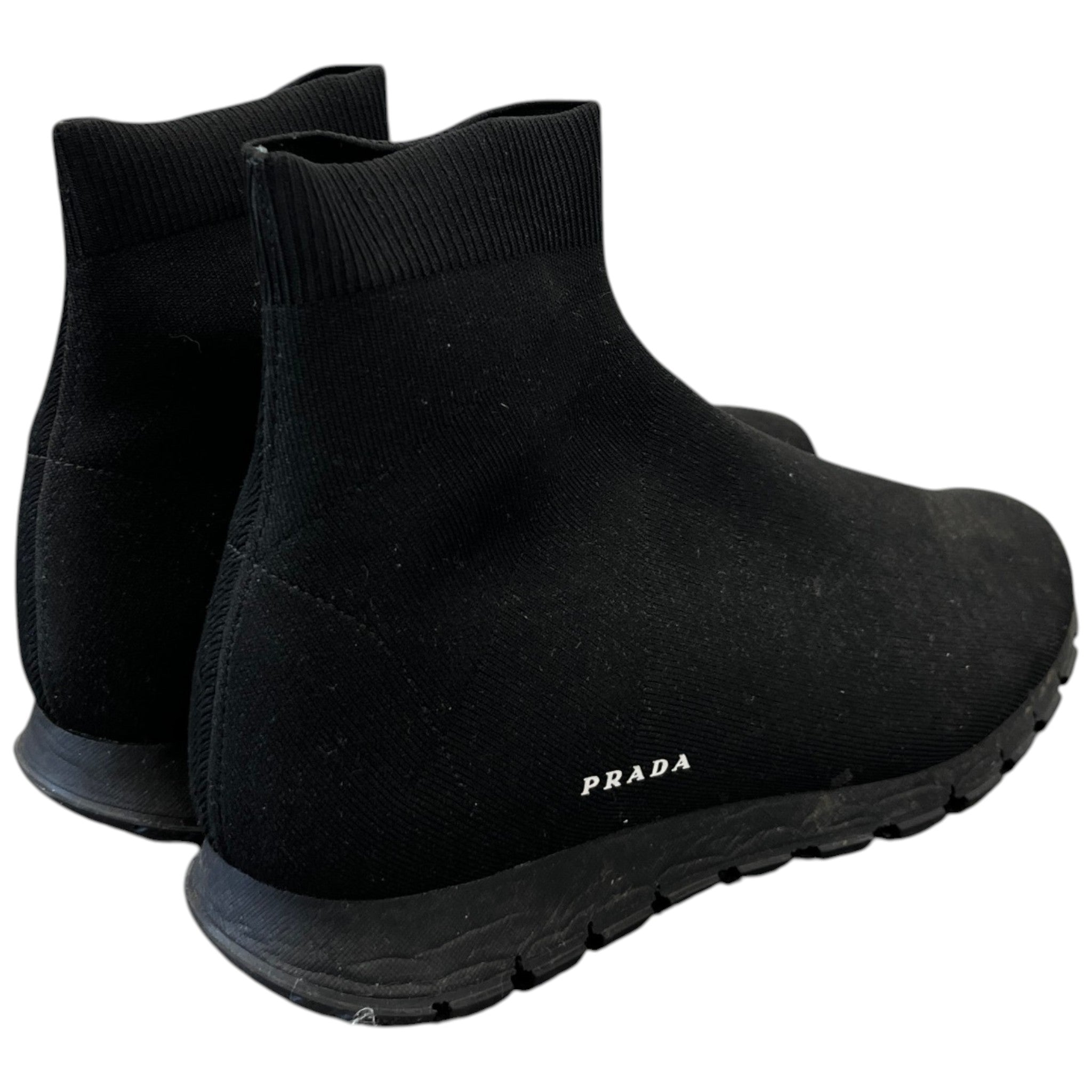 Men's Knit Fabric Sock Runner High Trainers Black Size EU 42 / UK 8
