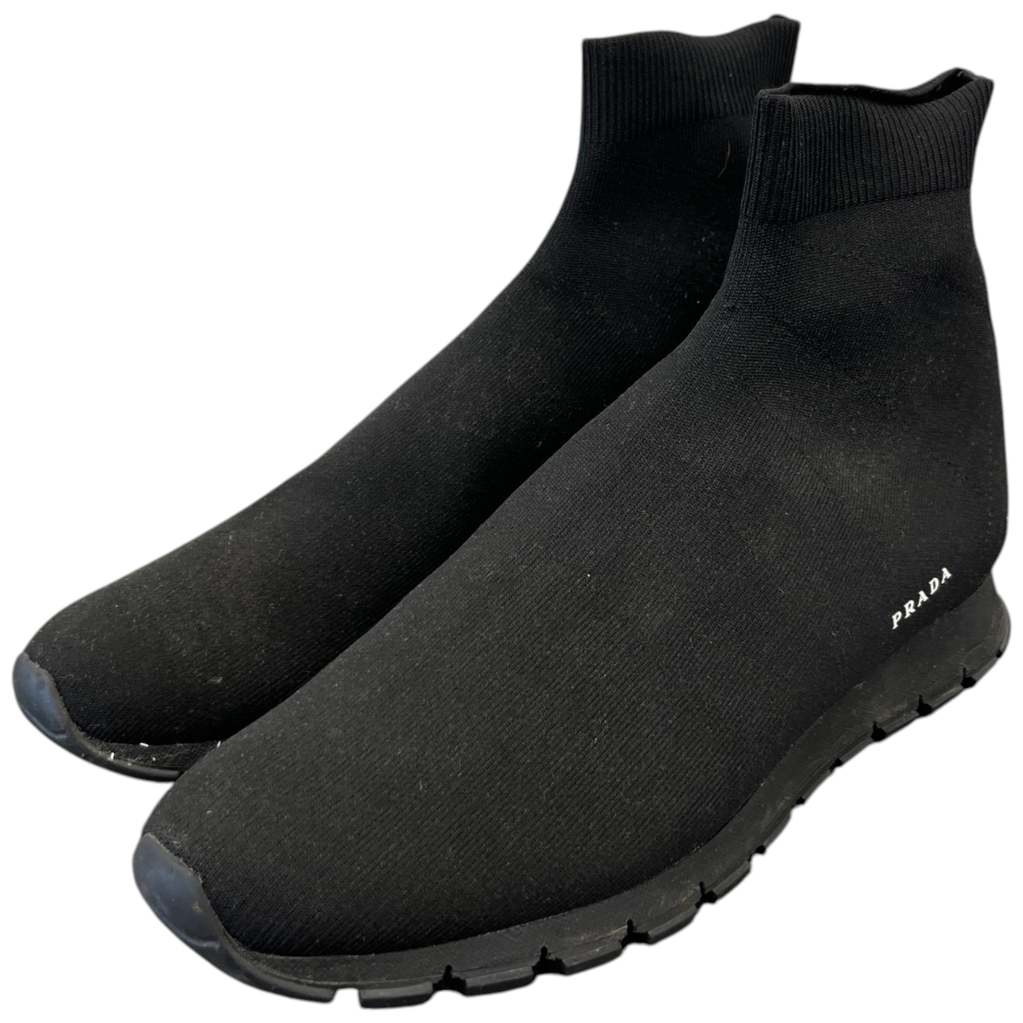 Men's Knit Fabric Sock Runner High Trainers Black Size EU 42 / UK 8