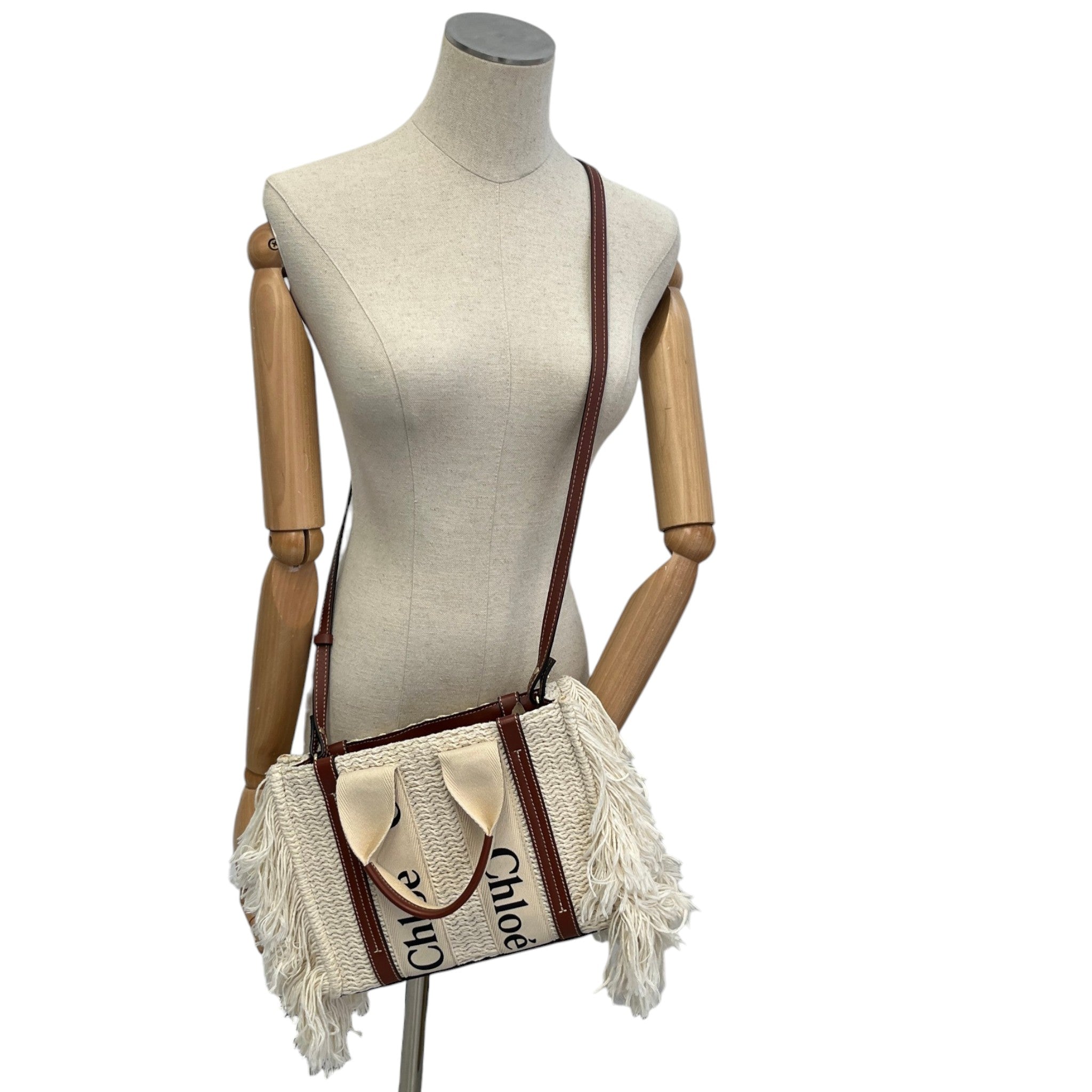 Women's Small Woody Fringe Tote Bag White