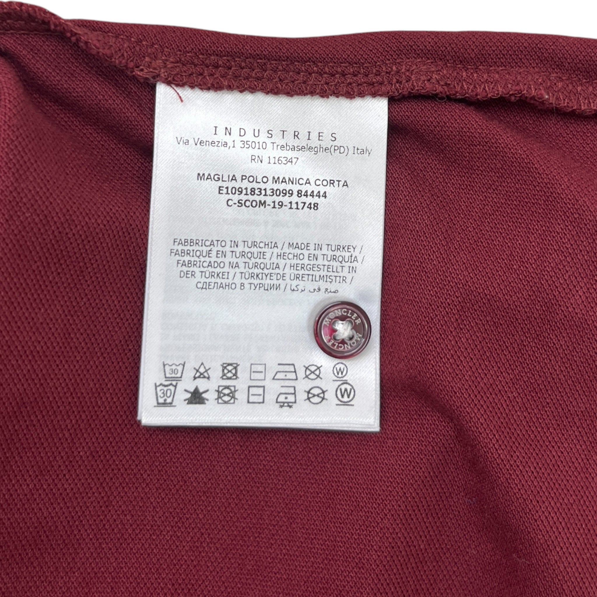 Men's Polo Manica Corta Polo Shirt Burgundy Size S