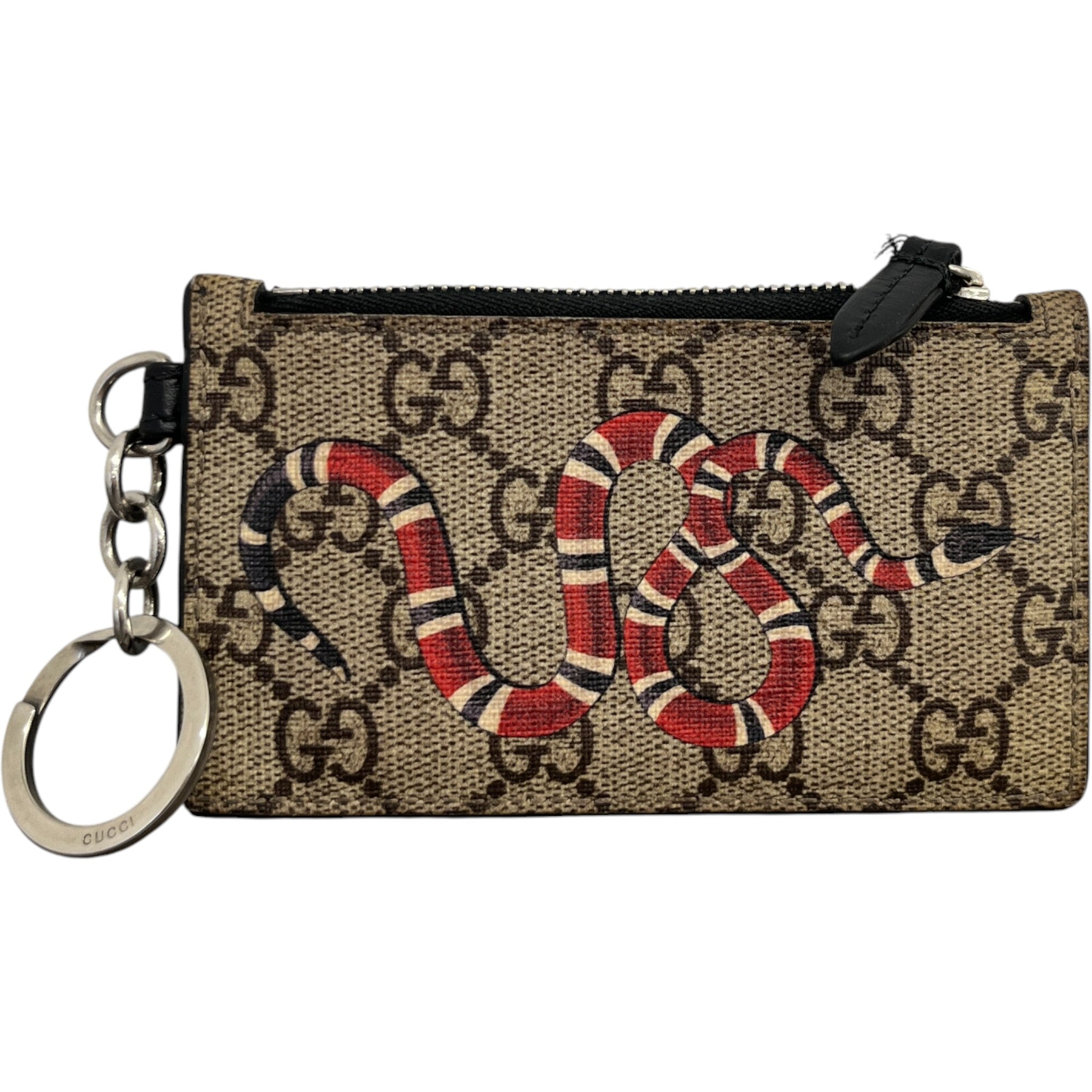 Men's Gg Supreme Kingsnake Lanyard Card Holder Beige