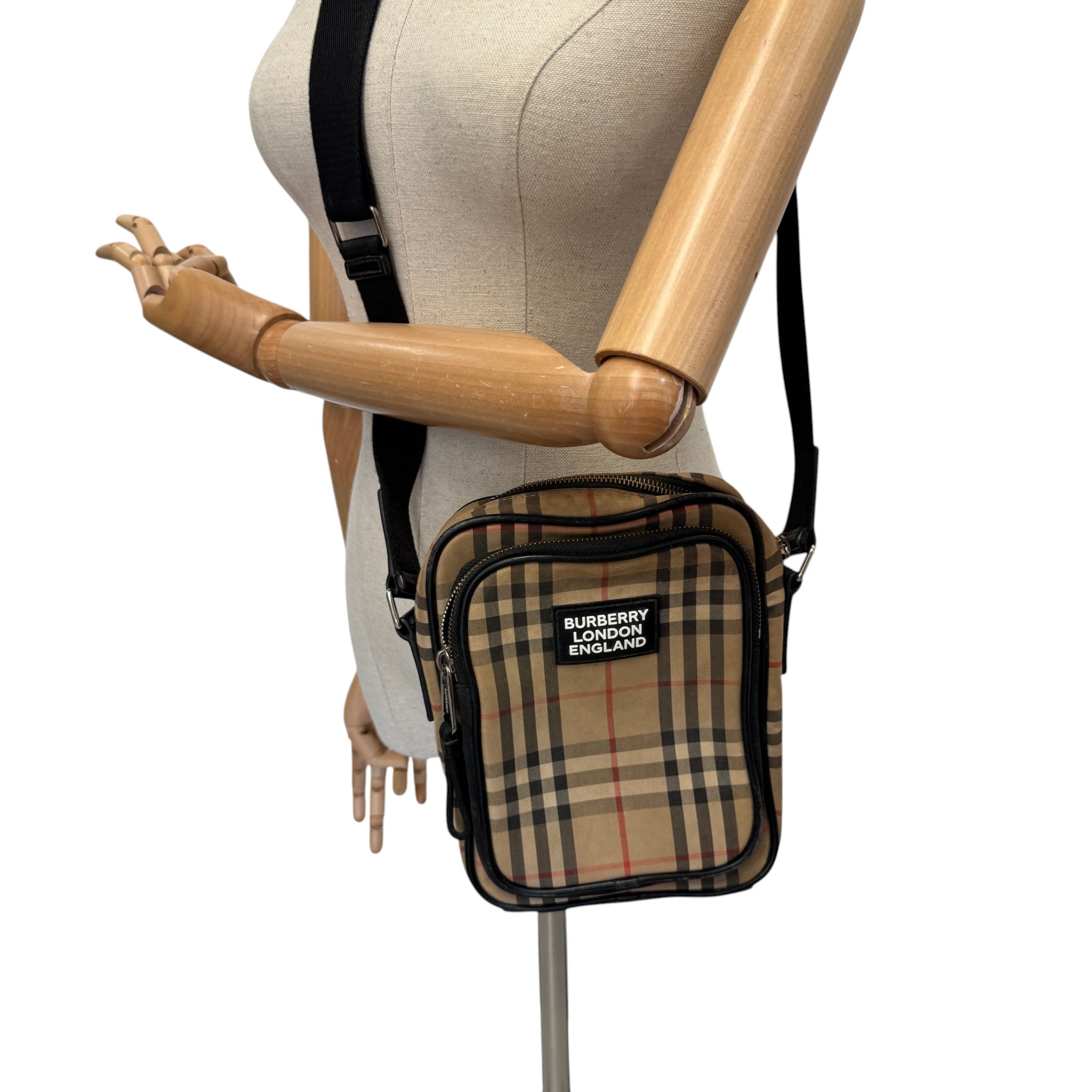 Men's Freddie Vintage Check Messenger Bag Beige
