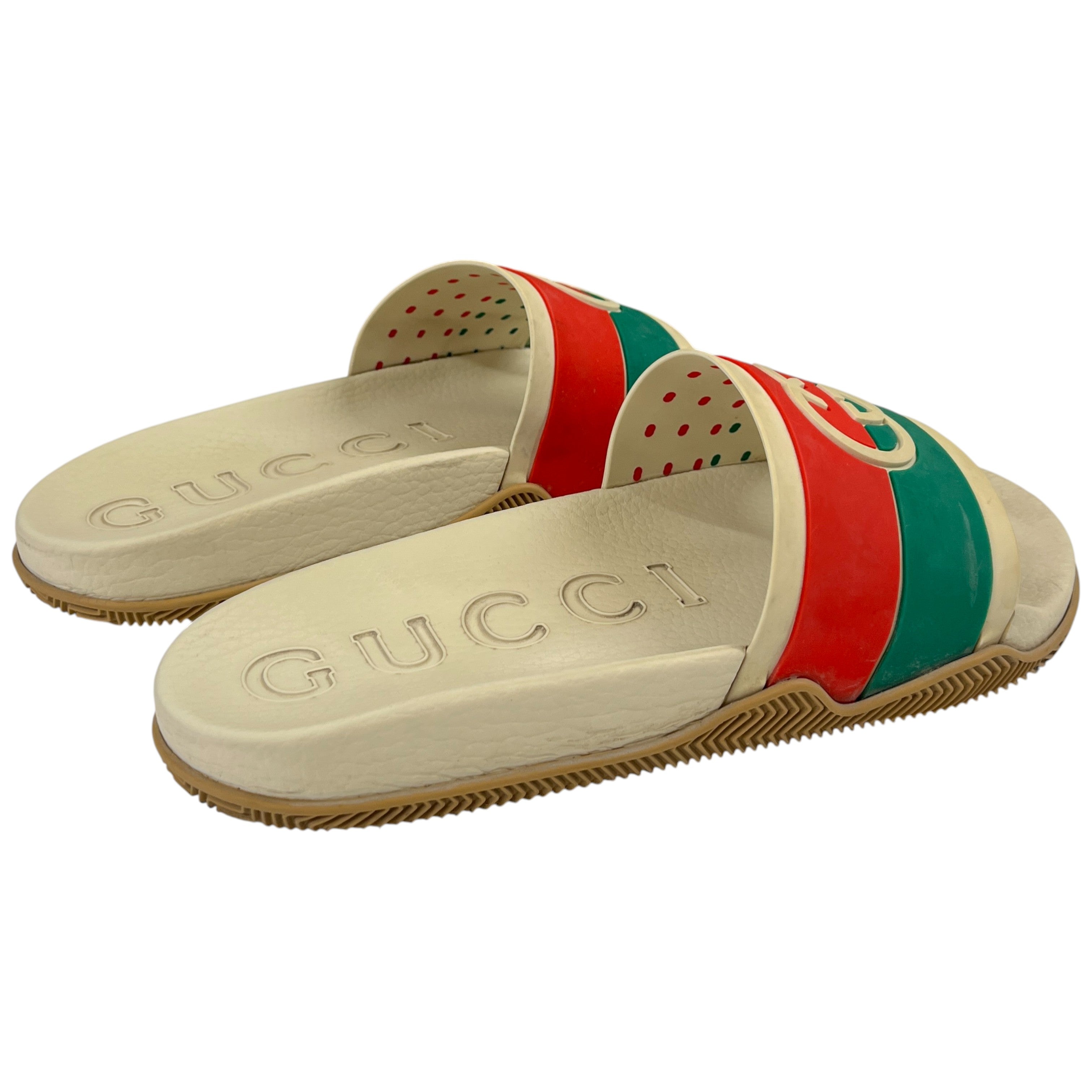 Men's Interlocking G Web Slides Beige Size EU 44 / UK 10
