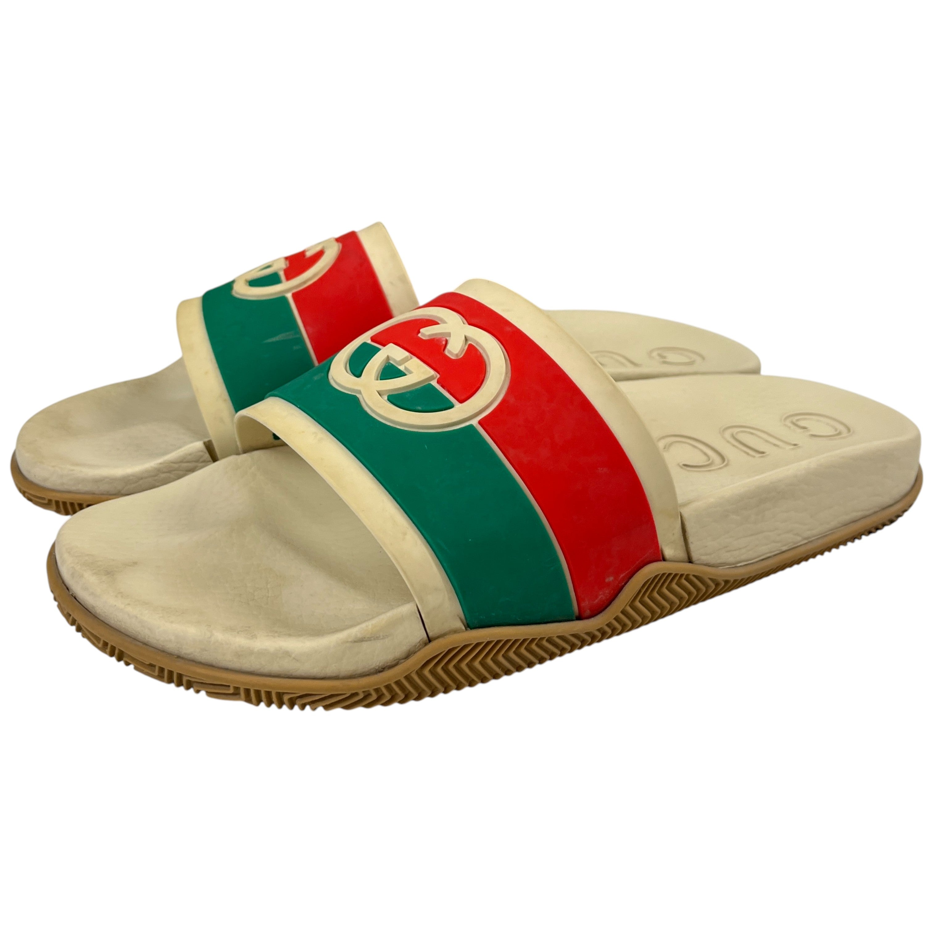 Men's Interlocking G Web Slides Beige Size EU 44 / UK 10