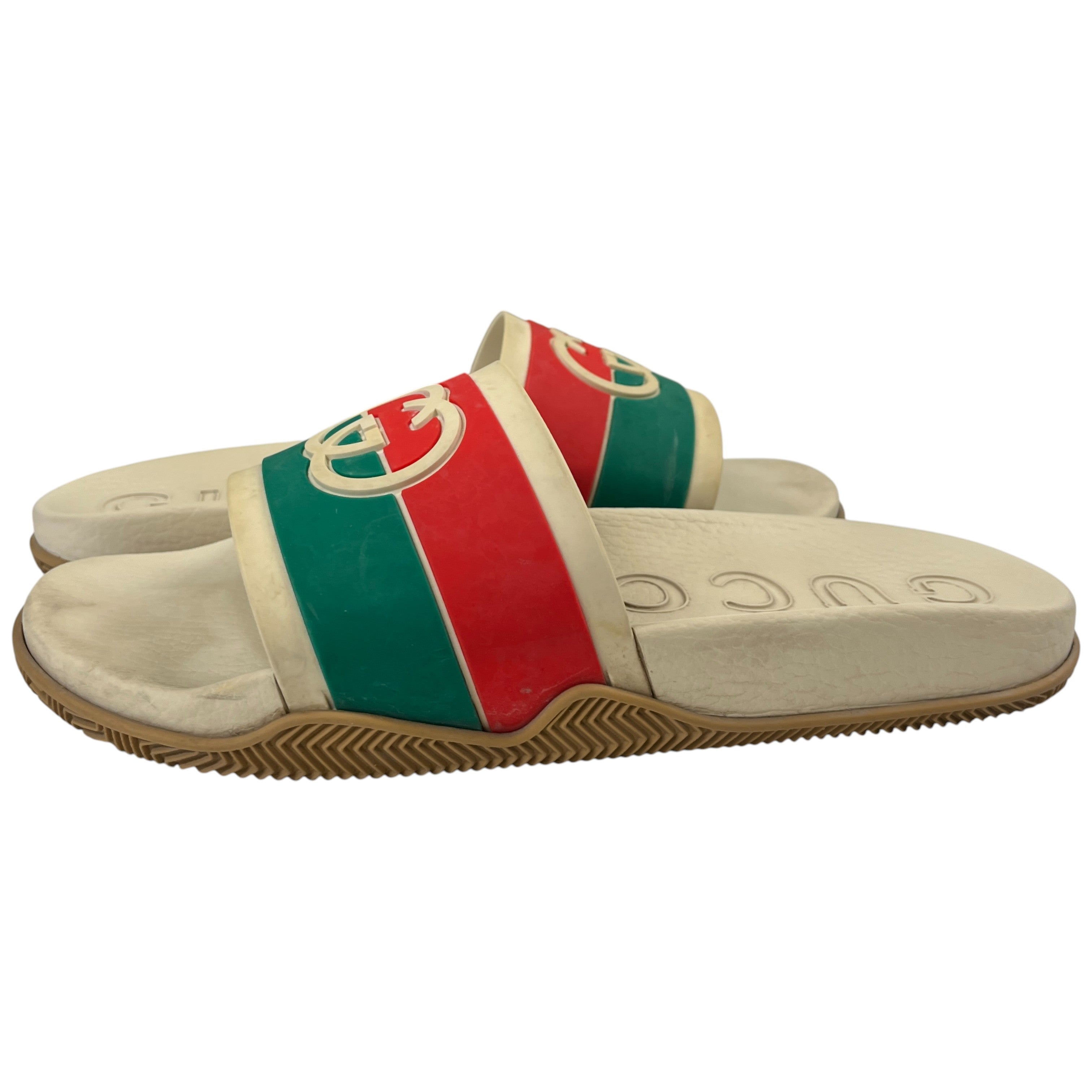 Men's Interlocking G Web Slides Beige Size EU 44 / UK 10