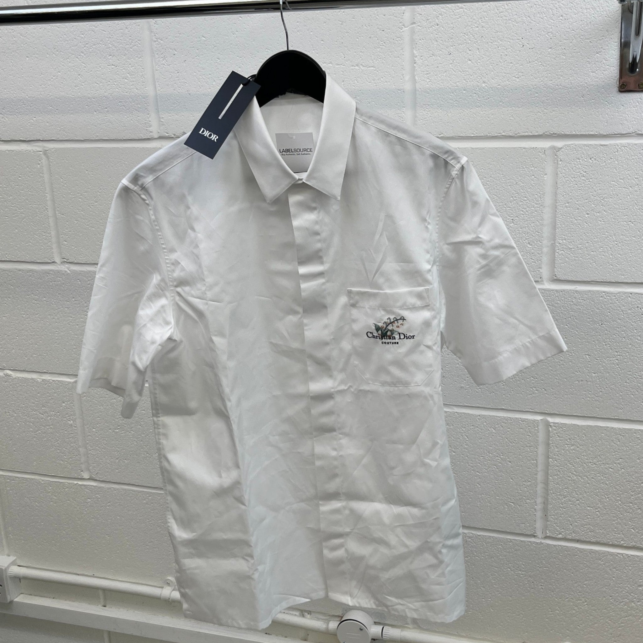 Men's Woven Embroidered Logo Shirt White Size S