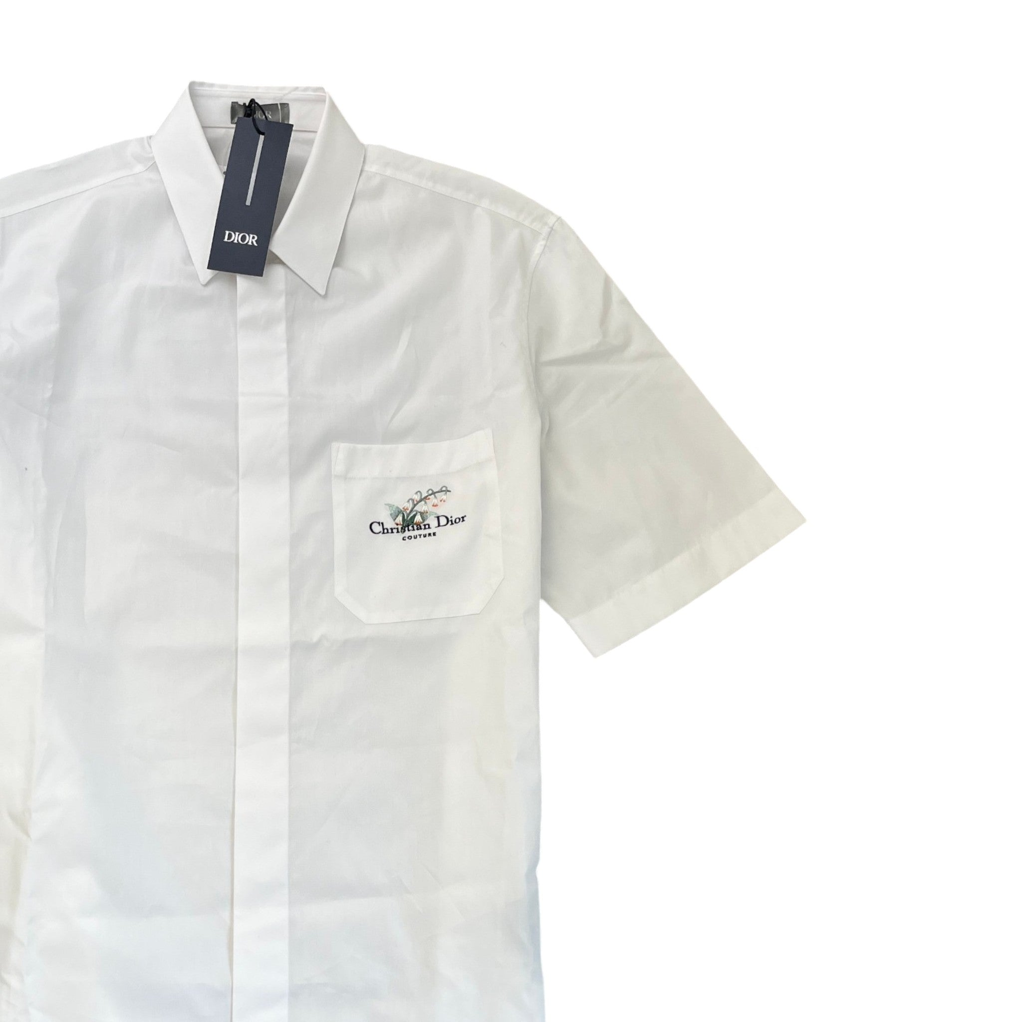 Men's Woven Embroidered Logo Shirt White Size S