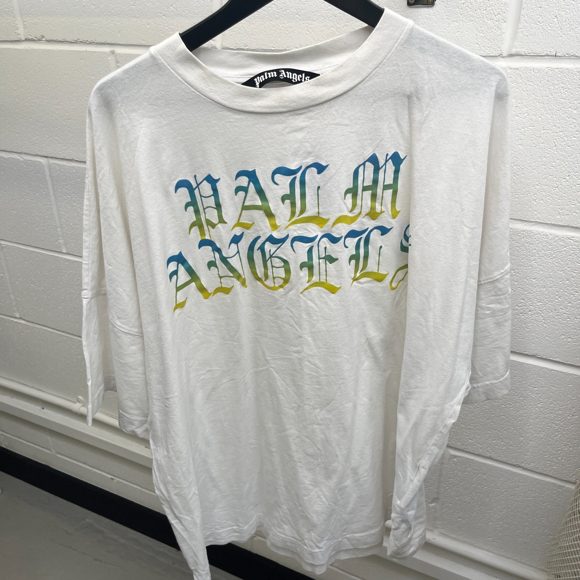 Men's Gothic Logo Print T-Shirt White Size XL