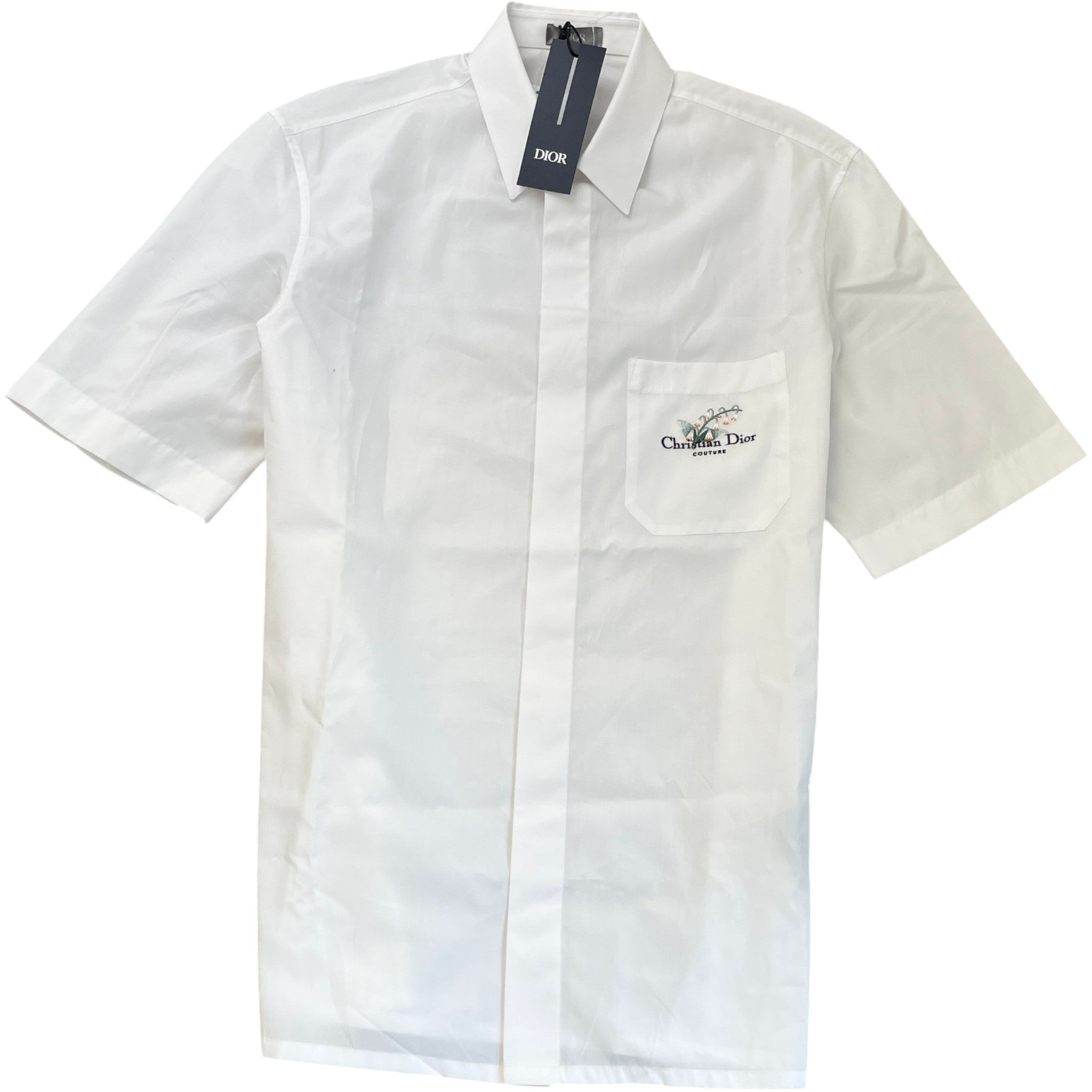 Men's Woven Embroidered Logo Shirt White Size S