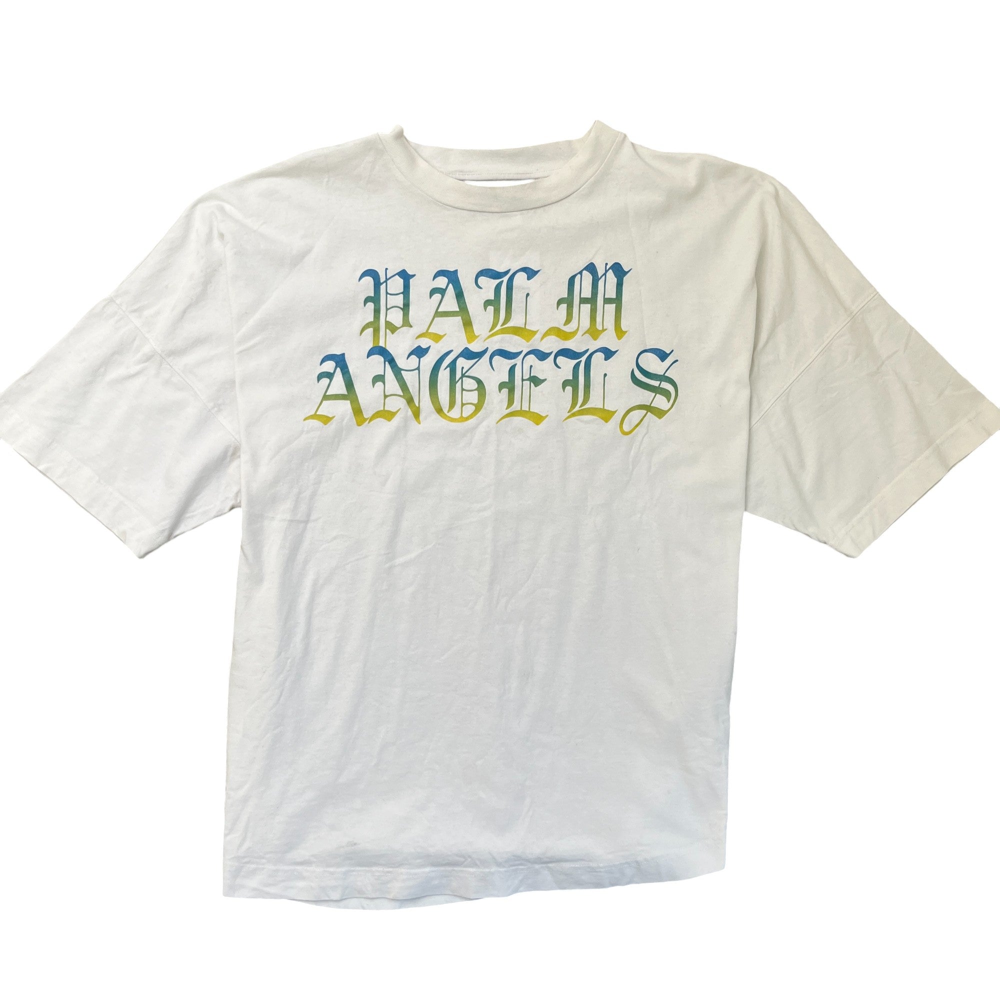 Men's Gothic Logo Print T-Shirt White Size XL