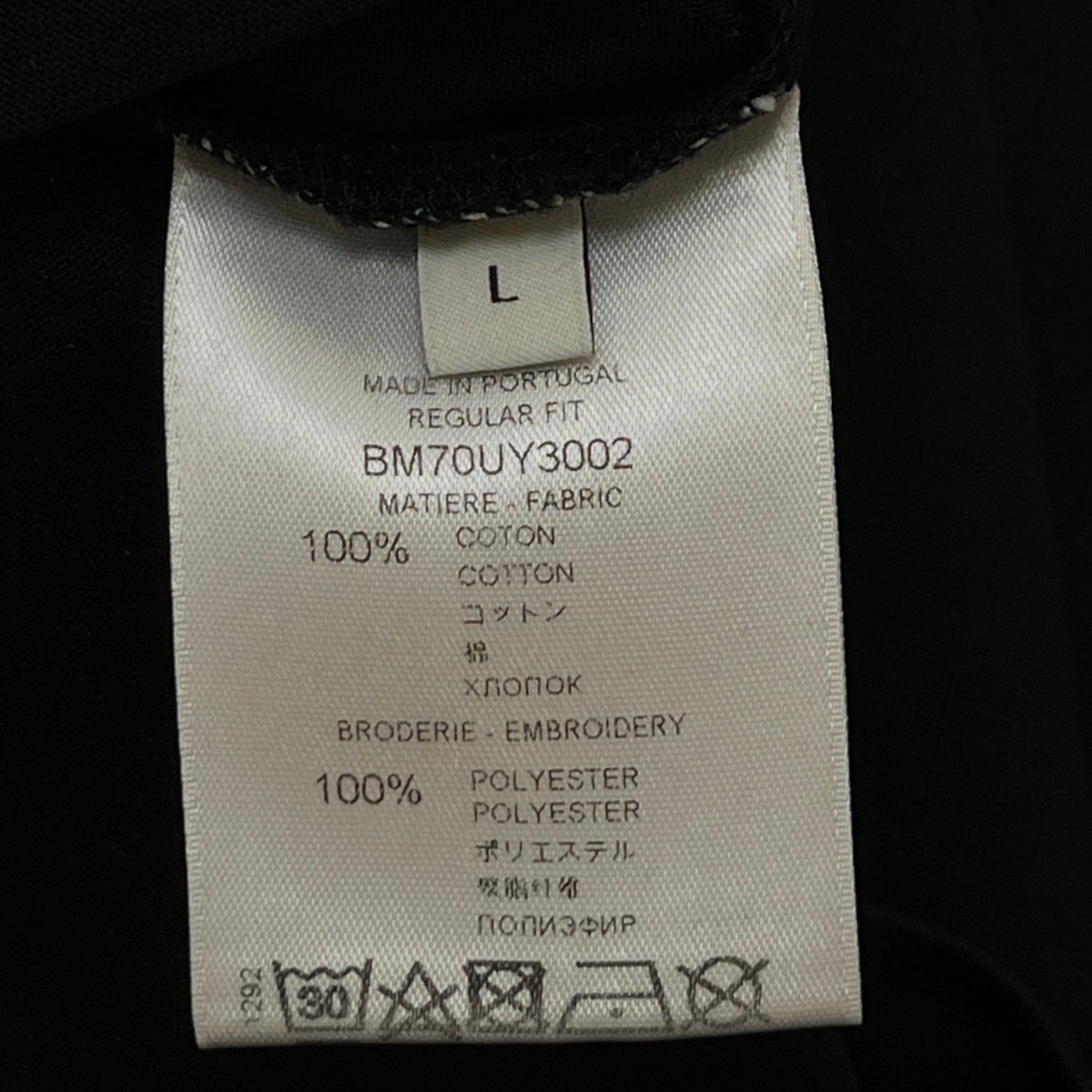 Men's Embroidered Logo T-Shirt Black Size L