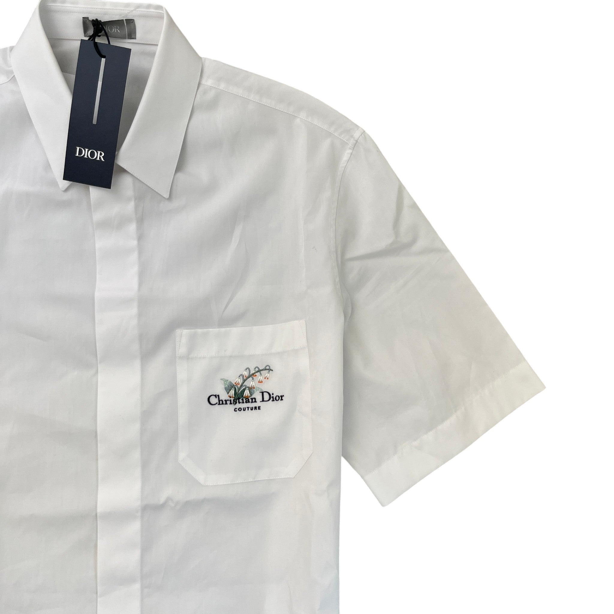 Men's Woven Embroidered Logo Shirt White Size S