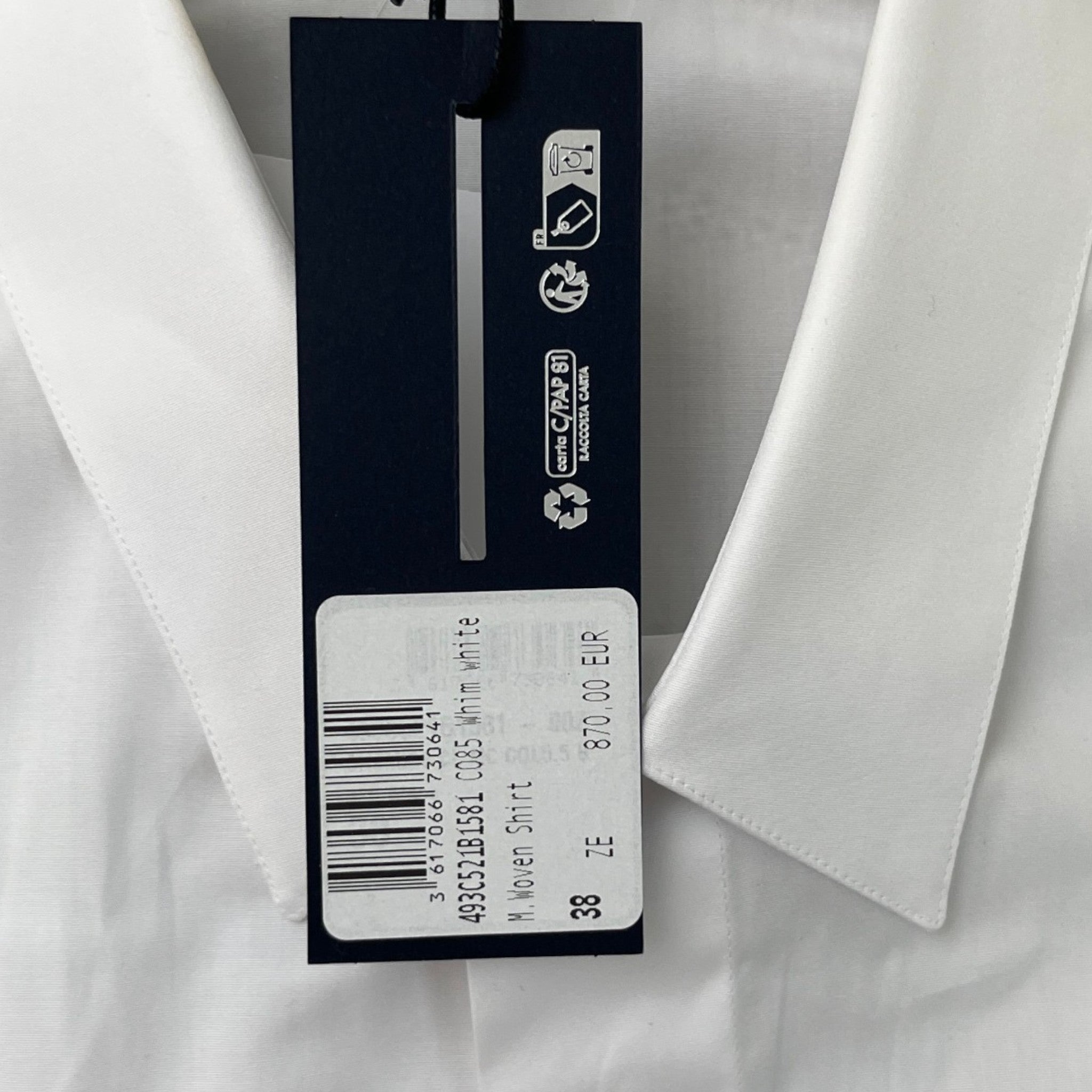 Men's Woven Embroidered Logo Shirt White Size S