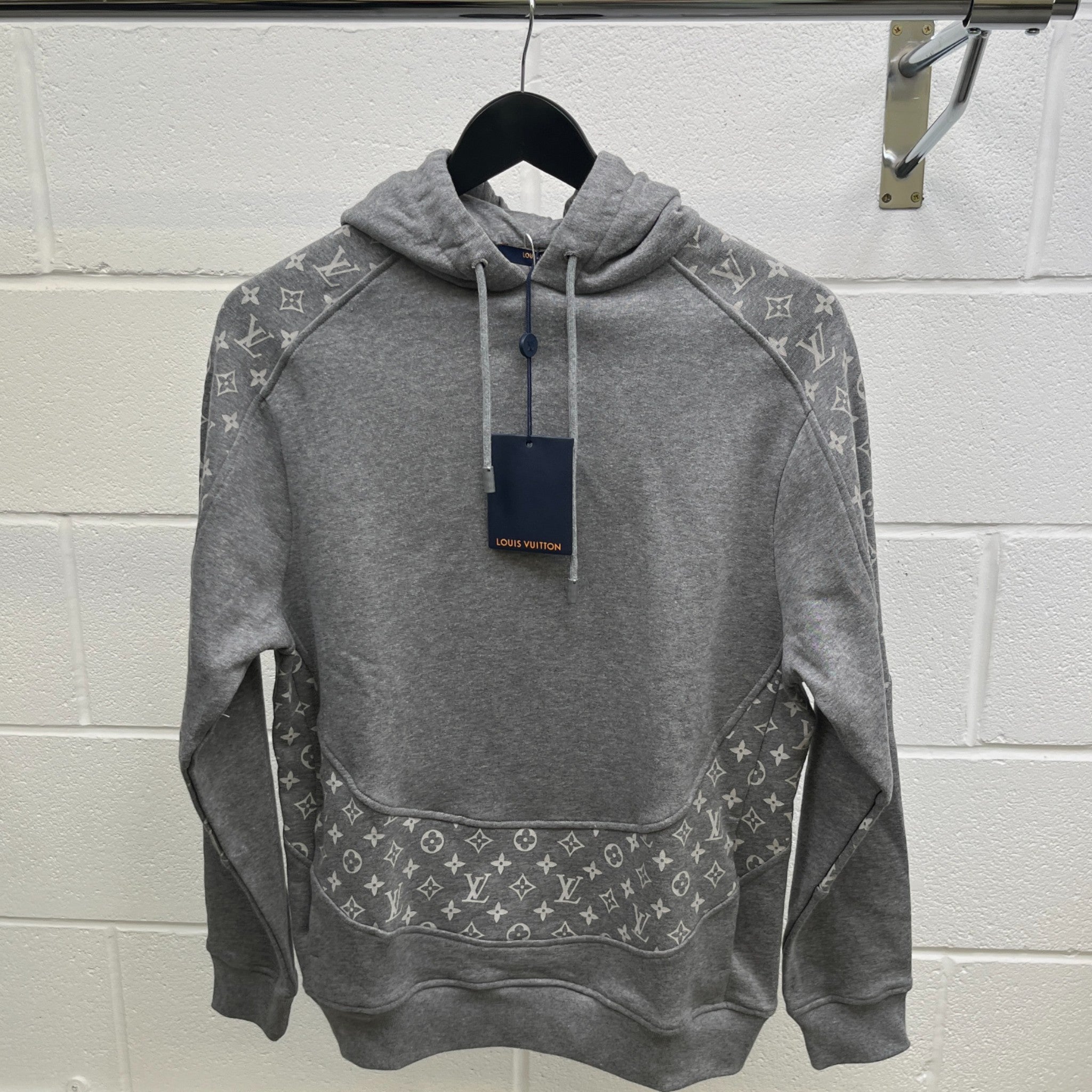 Men's Monogram Circle Logo Hoodie Grey Size XS