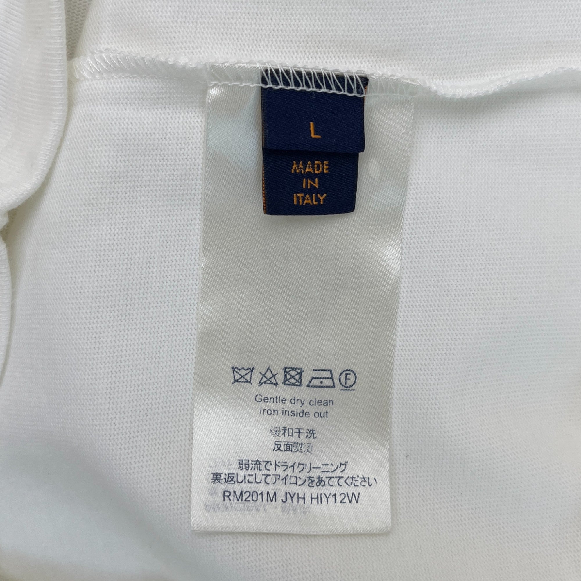 Men's Lv Embroidered Pendant Logo T-Shirt White Size L