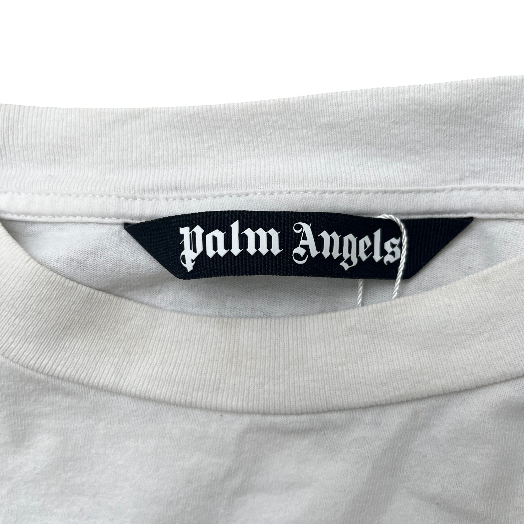 Men's Gothic Logo Print T-Shirt White Size XL