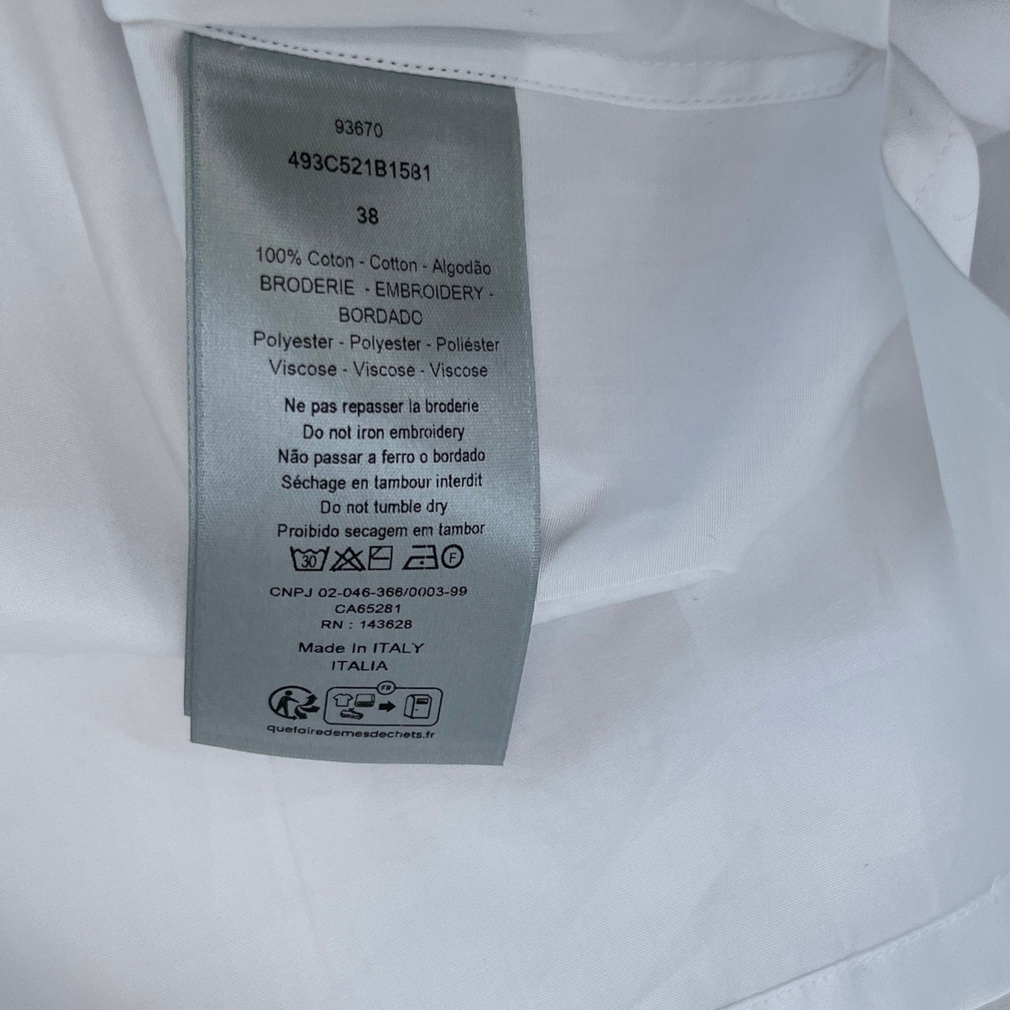 Men's Woven Embroidered Logo Shirt White Size S