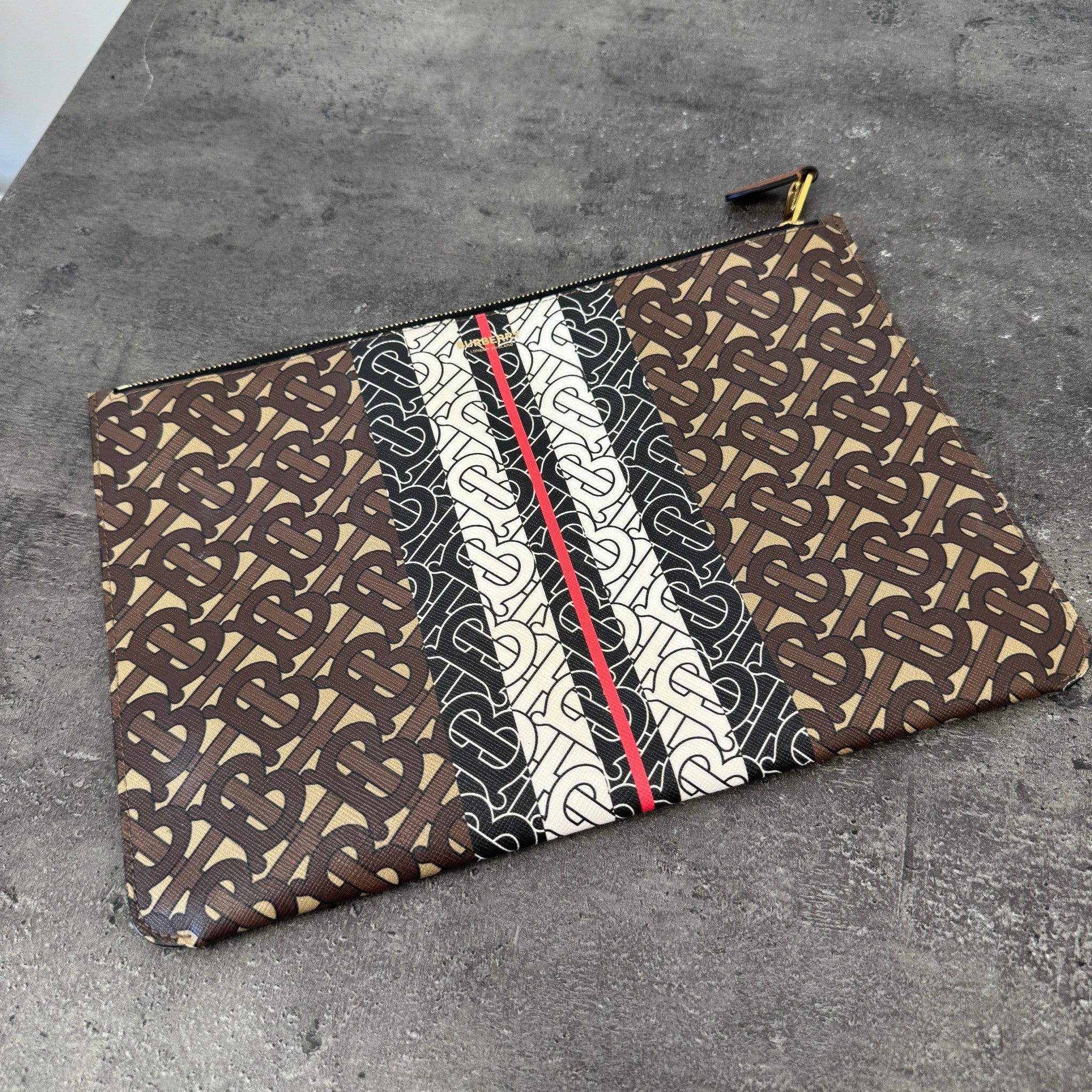 Tb Monogram Pouch Brown