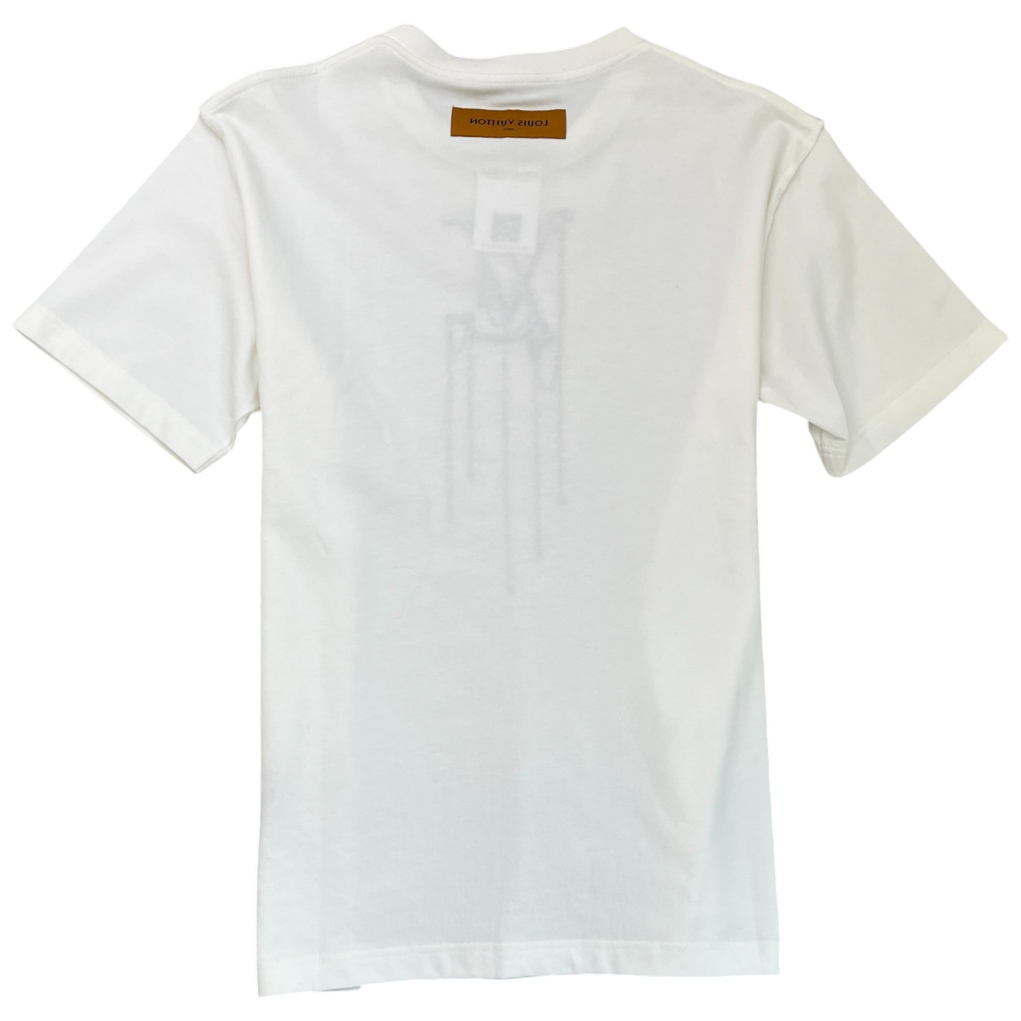 Men's Lv Embroidered Pendant Logo T-Shirt White Size L