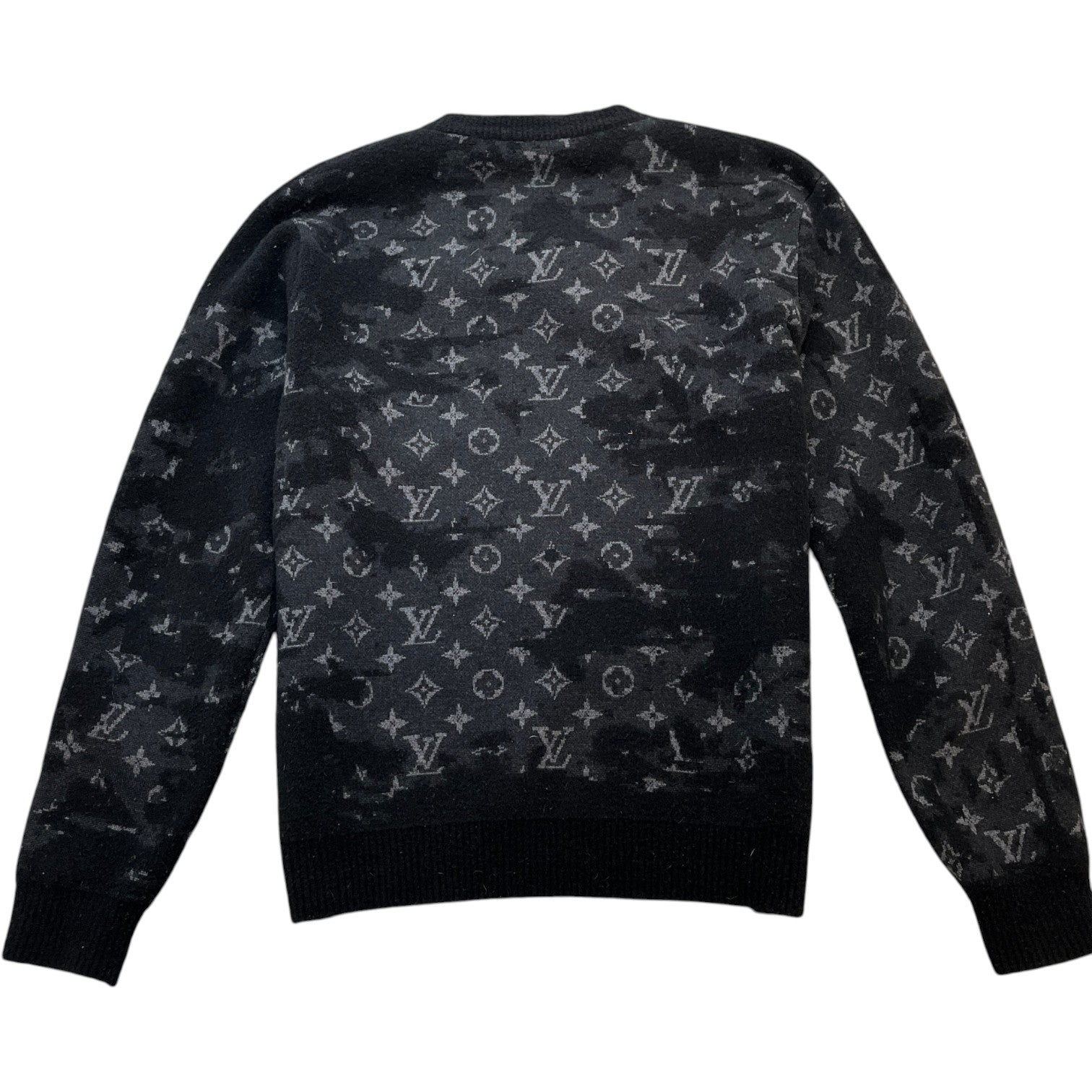 Men's Distressed Monogram Jumper Black Size M