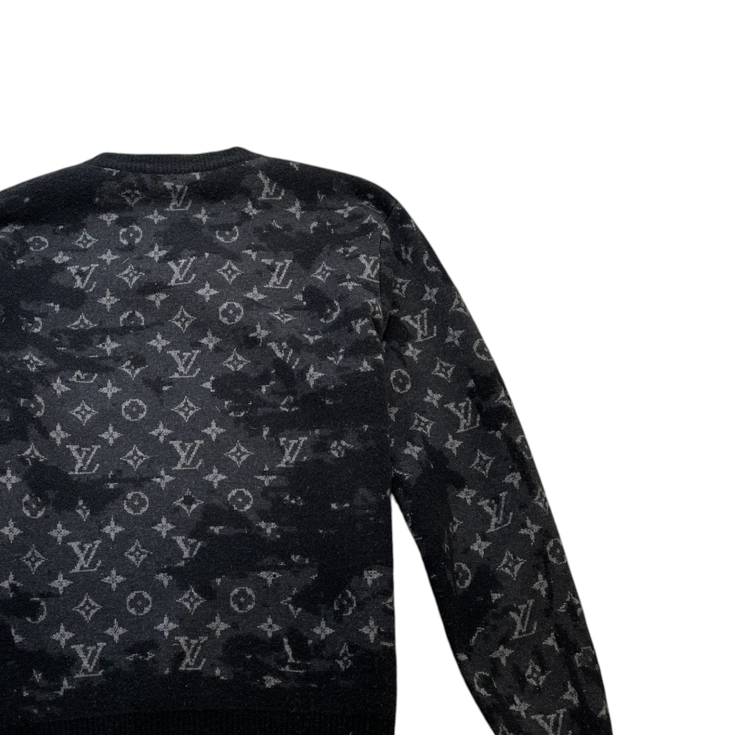 Men's Distressed Monogram Jumper Black Size M