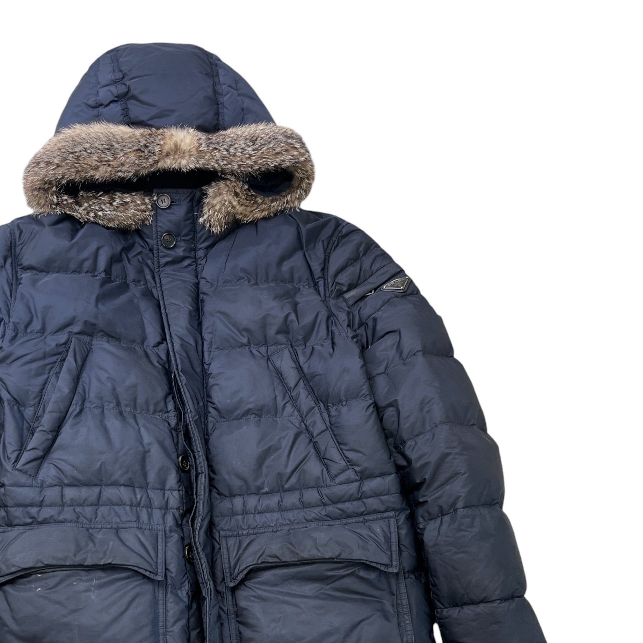 Men's Plaque Logo Down Jacket Navy Size IT 48 / M