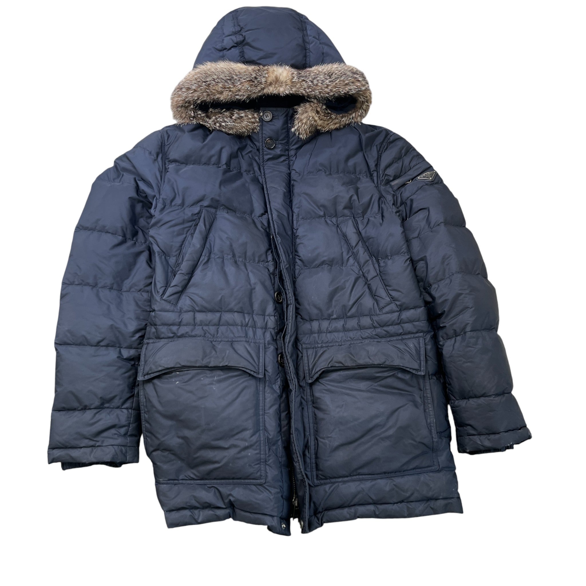 Men's Plaque Logo Down Jacket Navy Size IT 48 / M