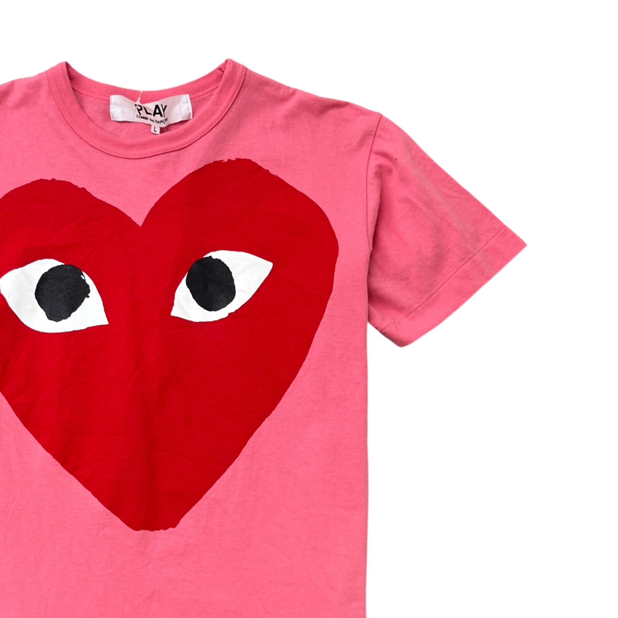 Men's Heart Logo T-Shirt Pink Size L